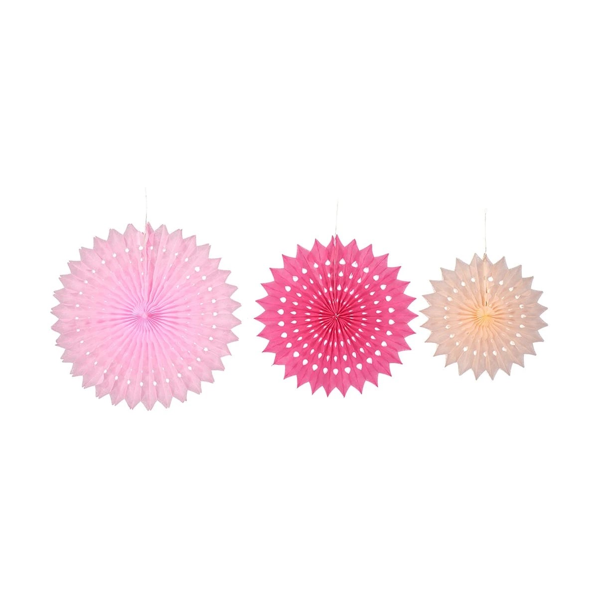 2 3 Pack Pink Paper Fan Decorations, 2 of 9