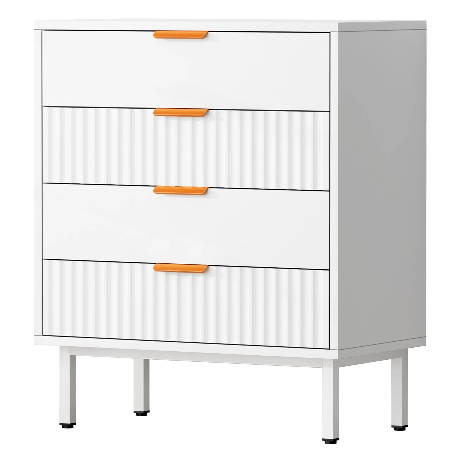 1 Alfordson 4 Chest of Drawers Dresser Tallboy - White, 1 of 10