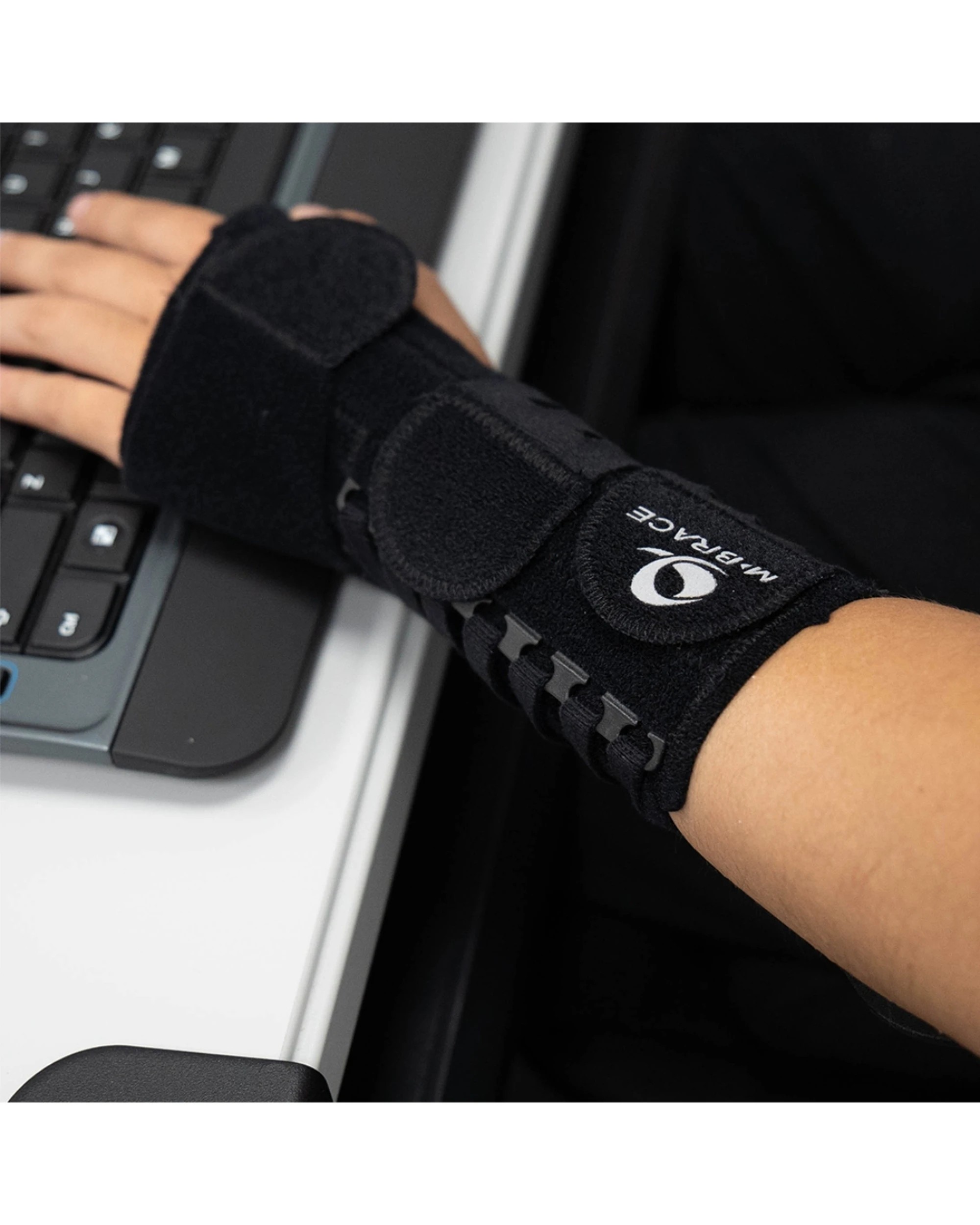 2 M Brace AIR Laced Wrist Splint Hypoallergenic Breathable Support Left X Large - Black, 2 of 2