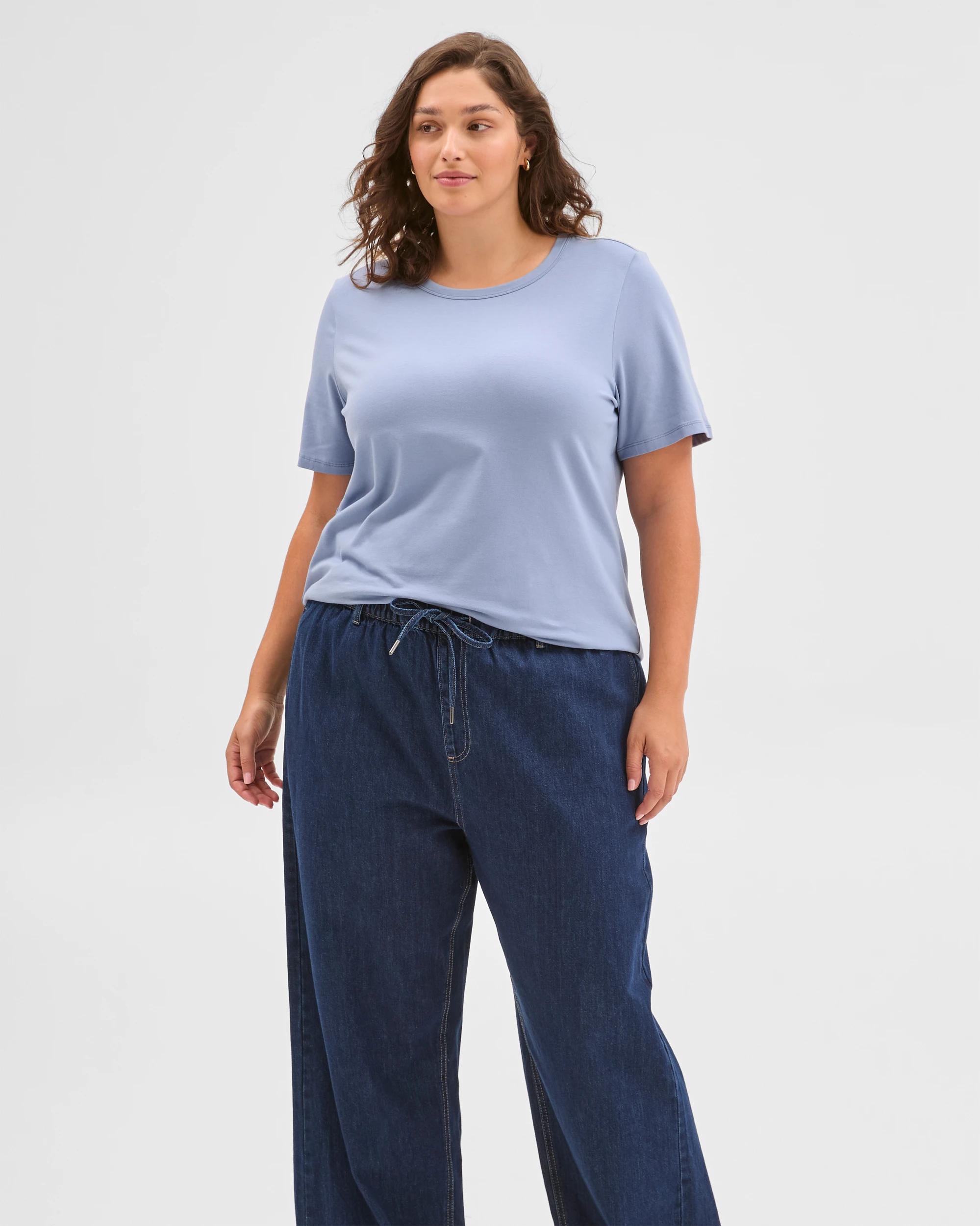 3 Target Curve Plus Size Australian Cotton T-Shirt DUSTY BLUE, 3 of 6