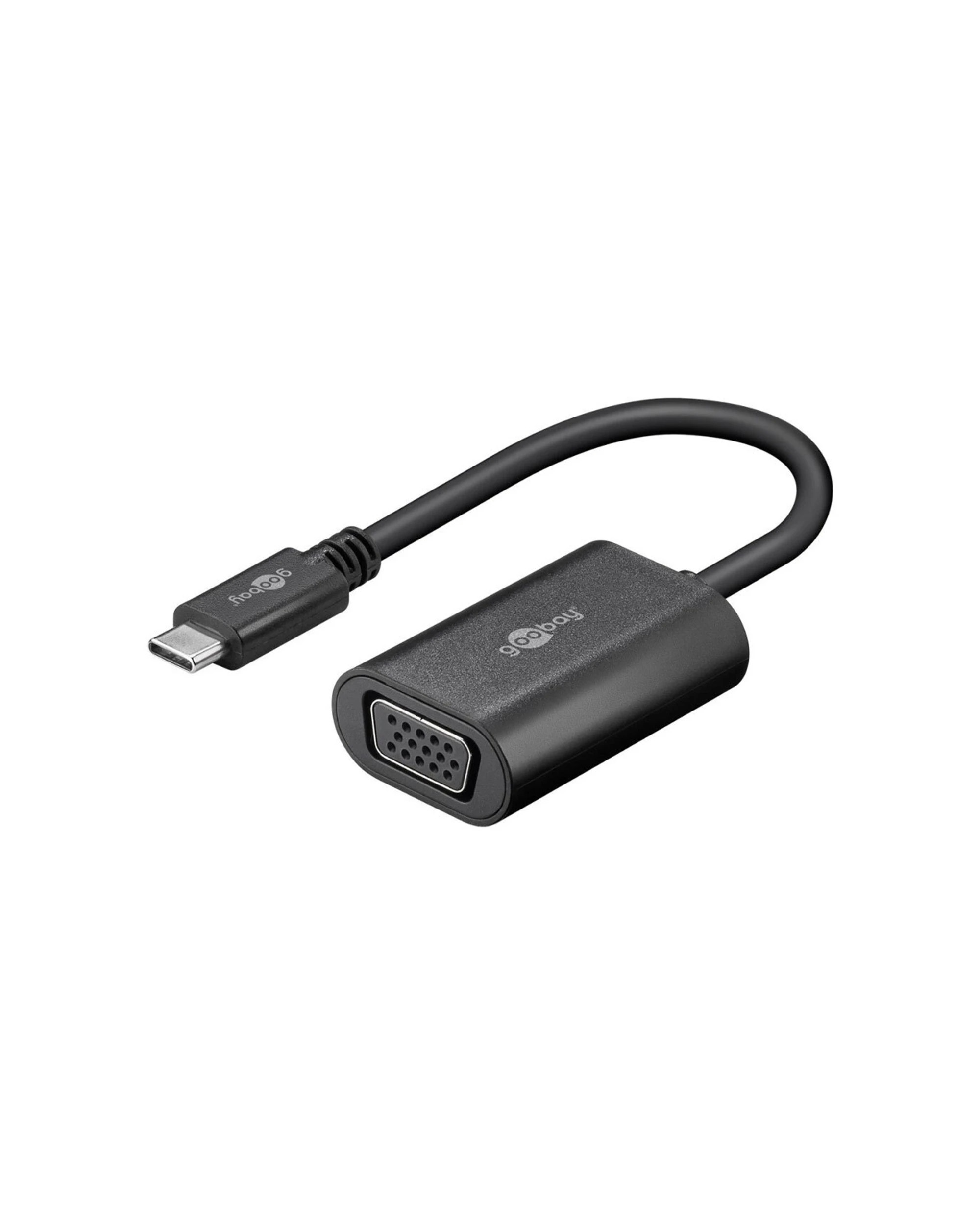 2 Goobay 20cm USB-C to VGA Port Adapter Connector Cable For Computer/Laptop - Black, 2 of 3