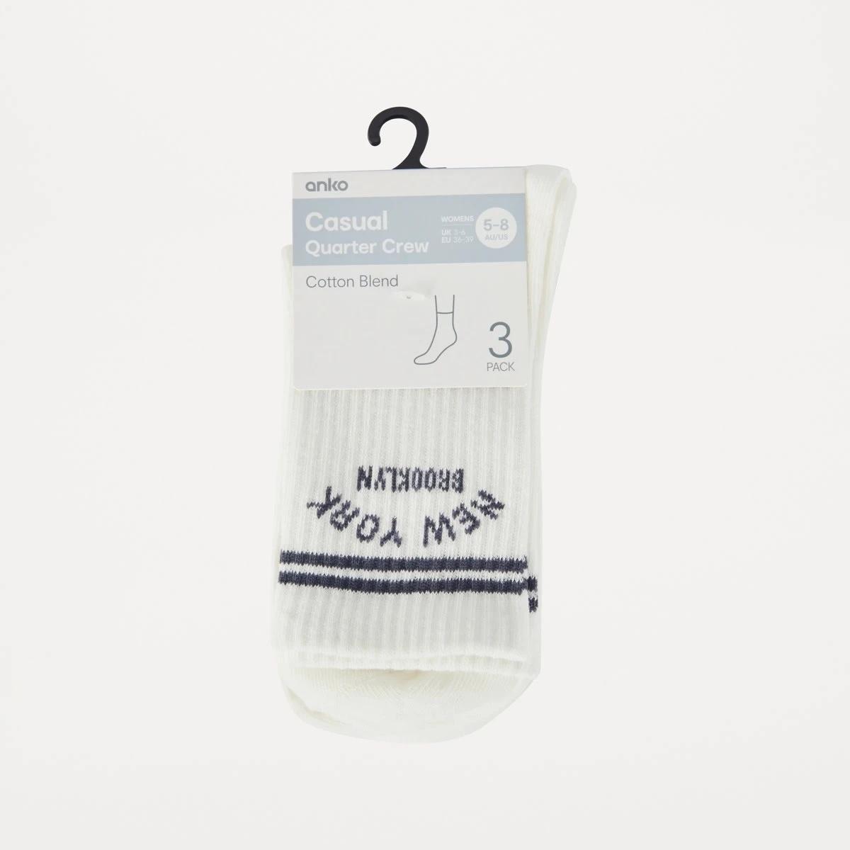 3 3 Pack Rib Quarter Crew Socks VARSITY SHADOW NAVY, 3 of 3