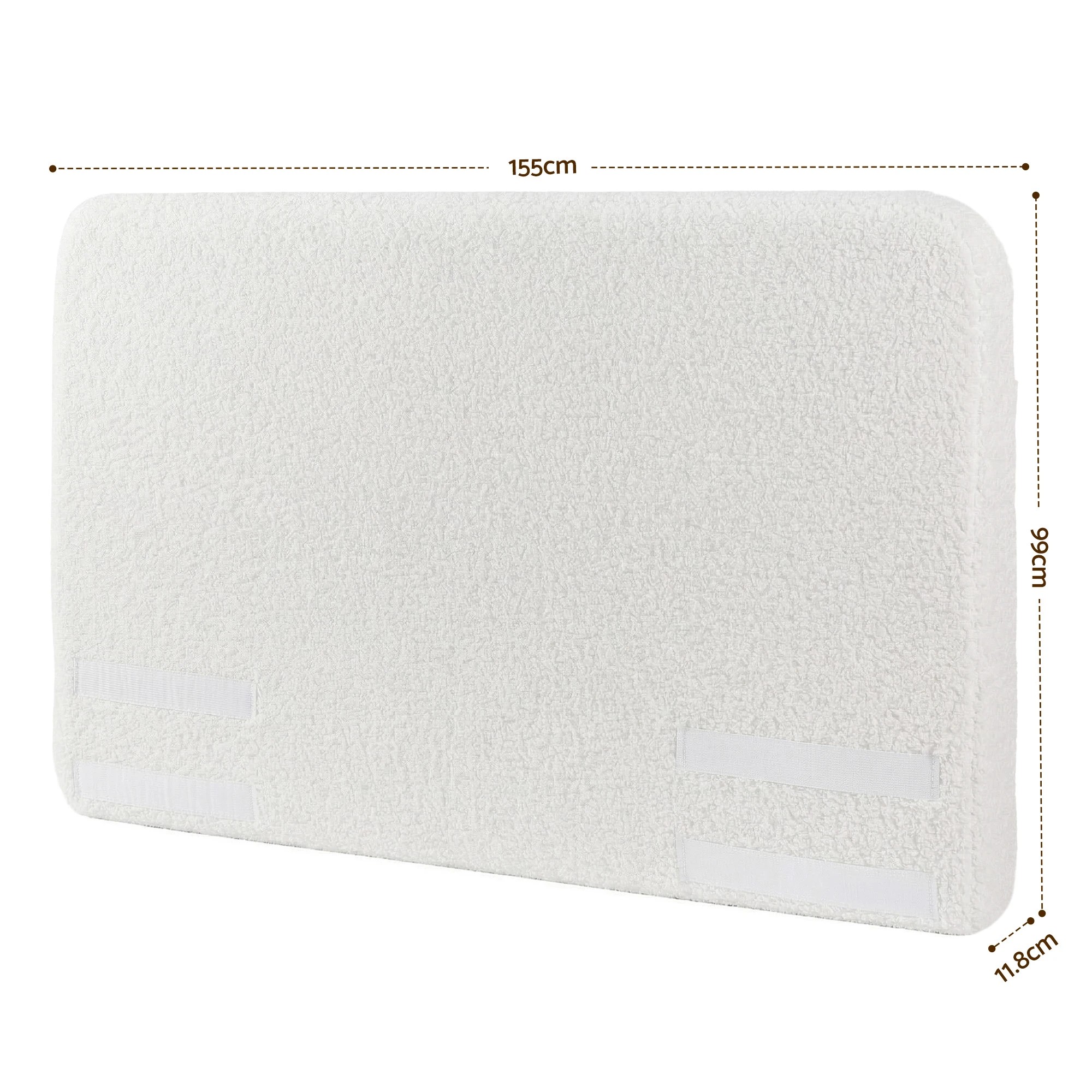 2 Artiss Double Size Headboard for Bed Frame Boucle Fabric No-Assembly Removable Washable Cover 155cm - White, 2 of 8