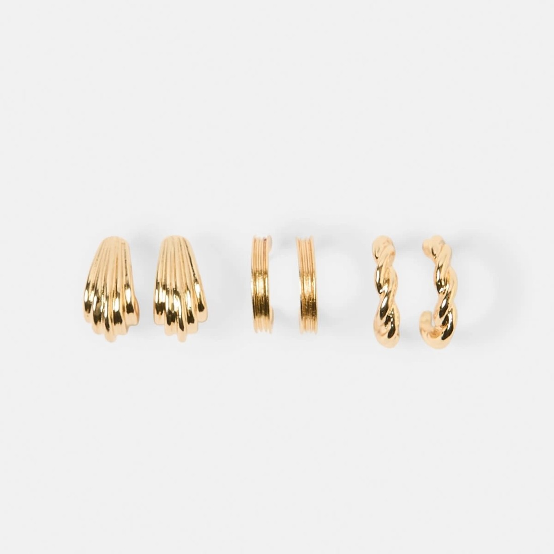 1 3 Pack Mix Hoop Earrings - Gold Tone, 1 of 5