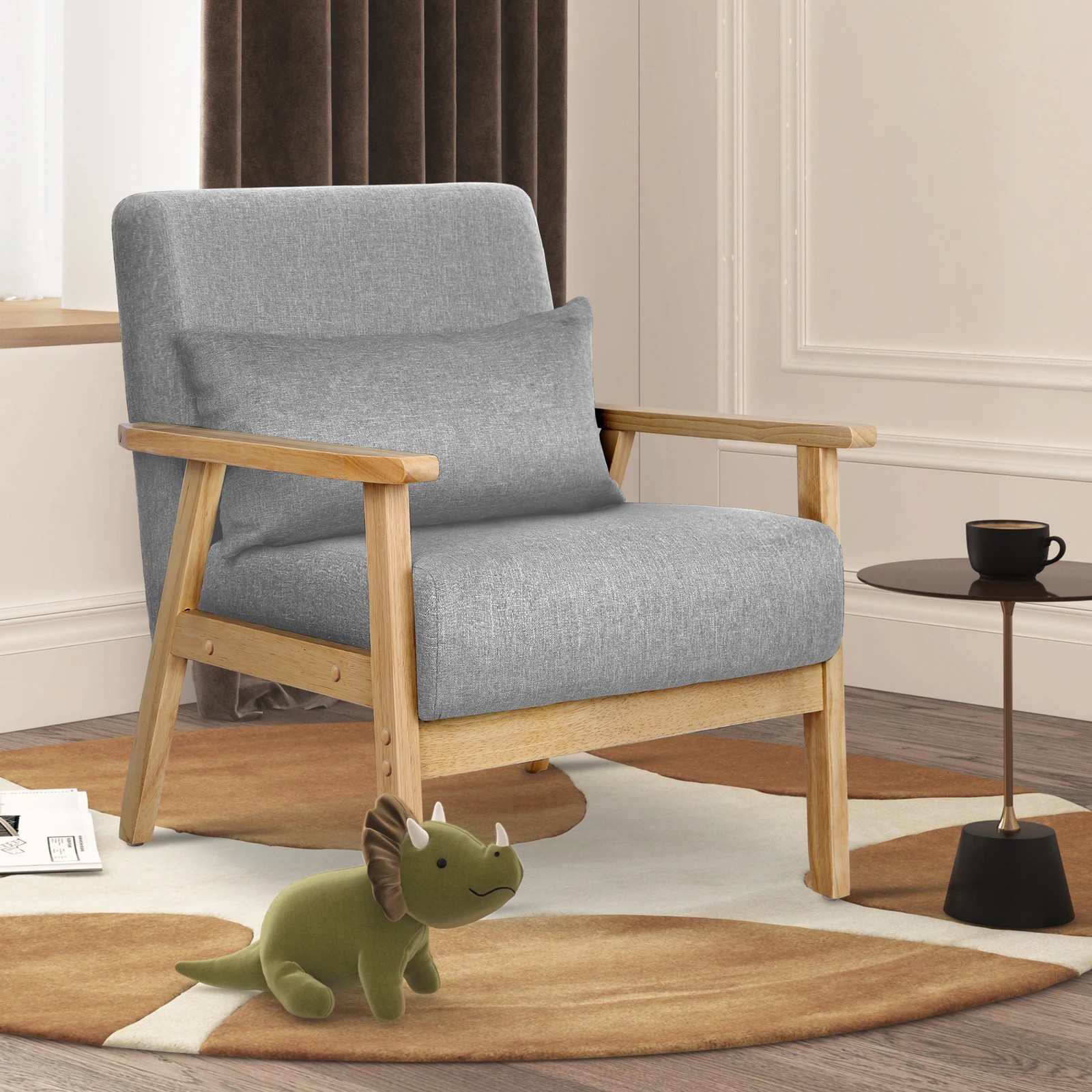 5 Alfordson Armchair Lounge Chair Accent Chair Cushion Sofa Couch Fabric - Light Grey, 5 of 9