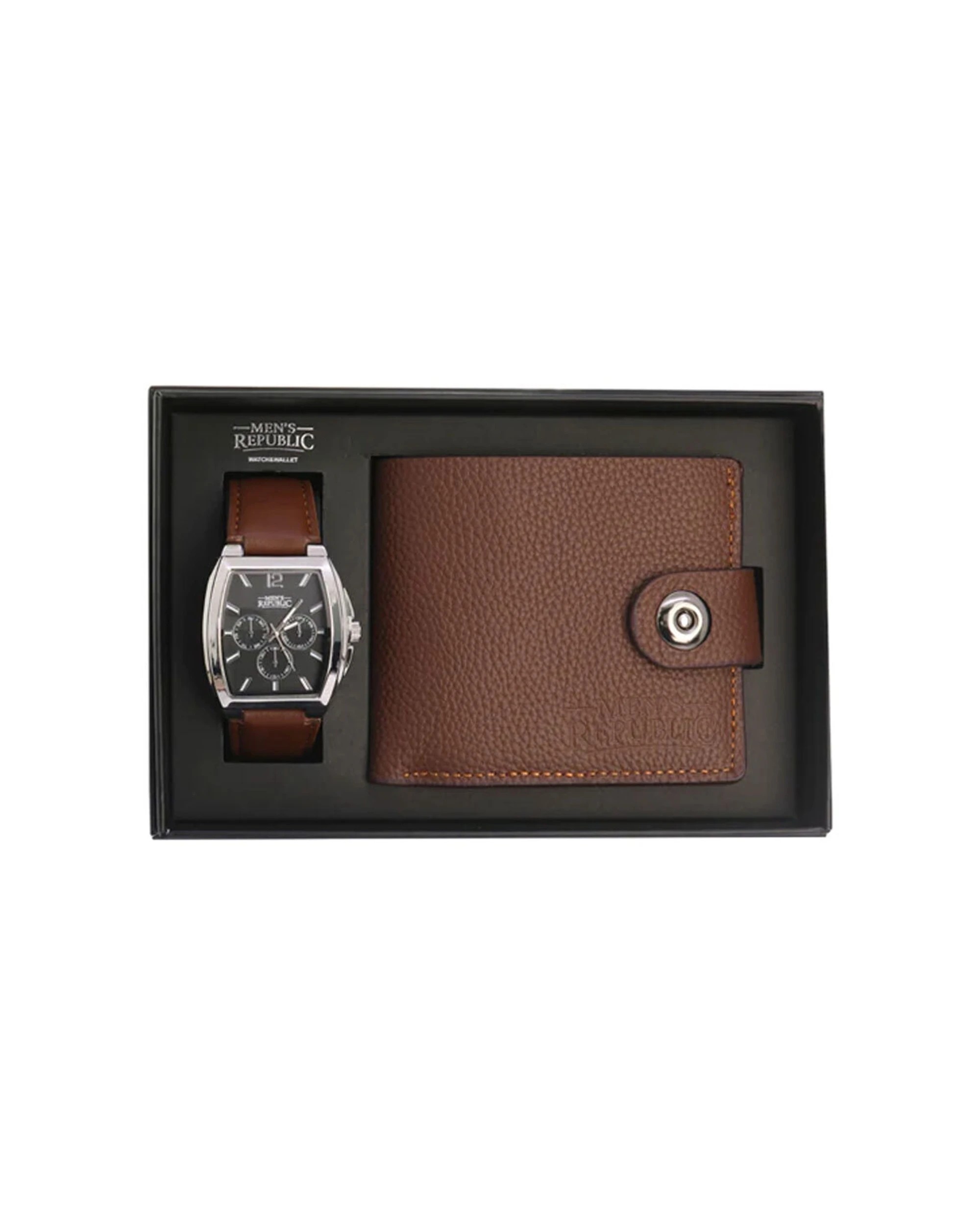 2 Mens Republic Watch Set With Leather Wallet Alloy Watch Gift Box - Brown, 2 of 3