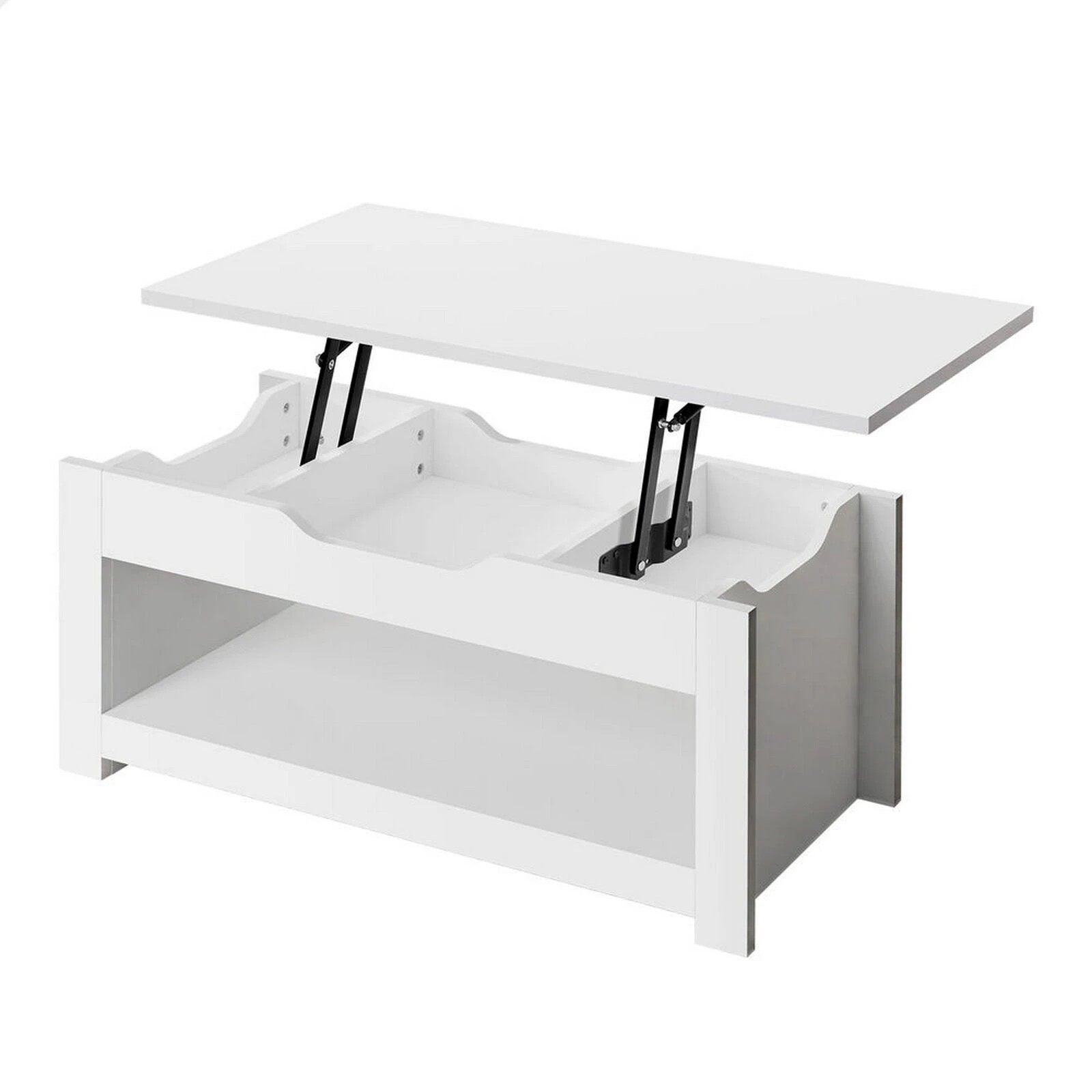 1 Alfordson Coffee Table Lift Up Top Laptop Desk Hidden Storage Shelf - White, 1 of 10