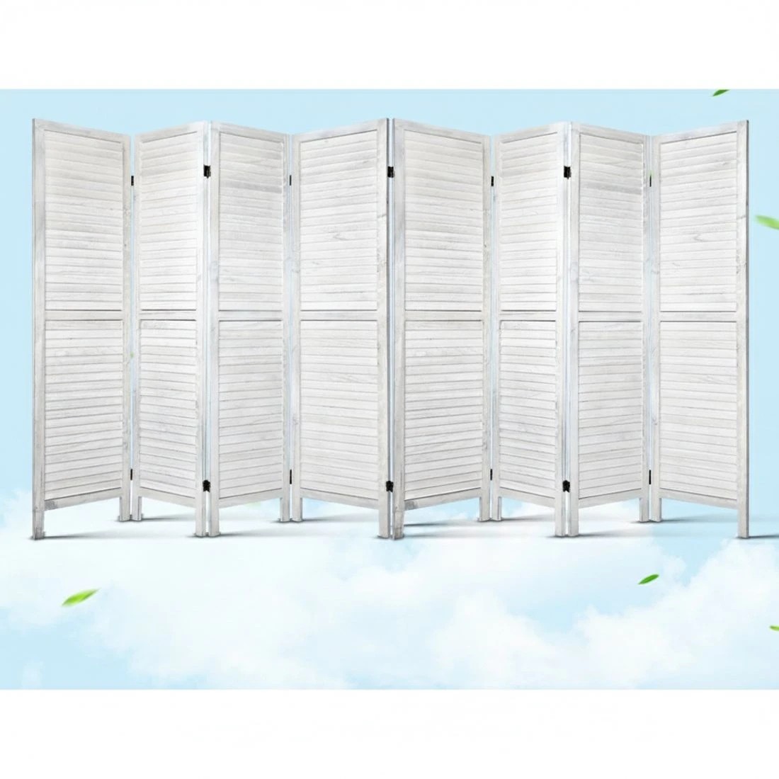 4 Artiss 8 Panel Room Divider Screen 326x170cm Louver - White, 4 of 8