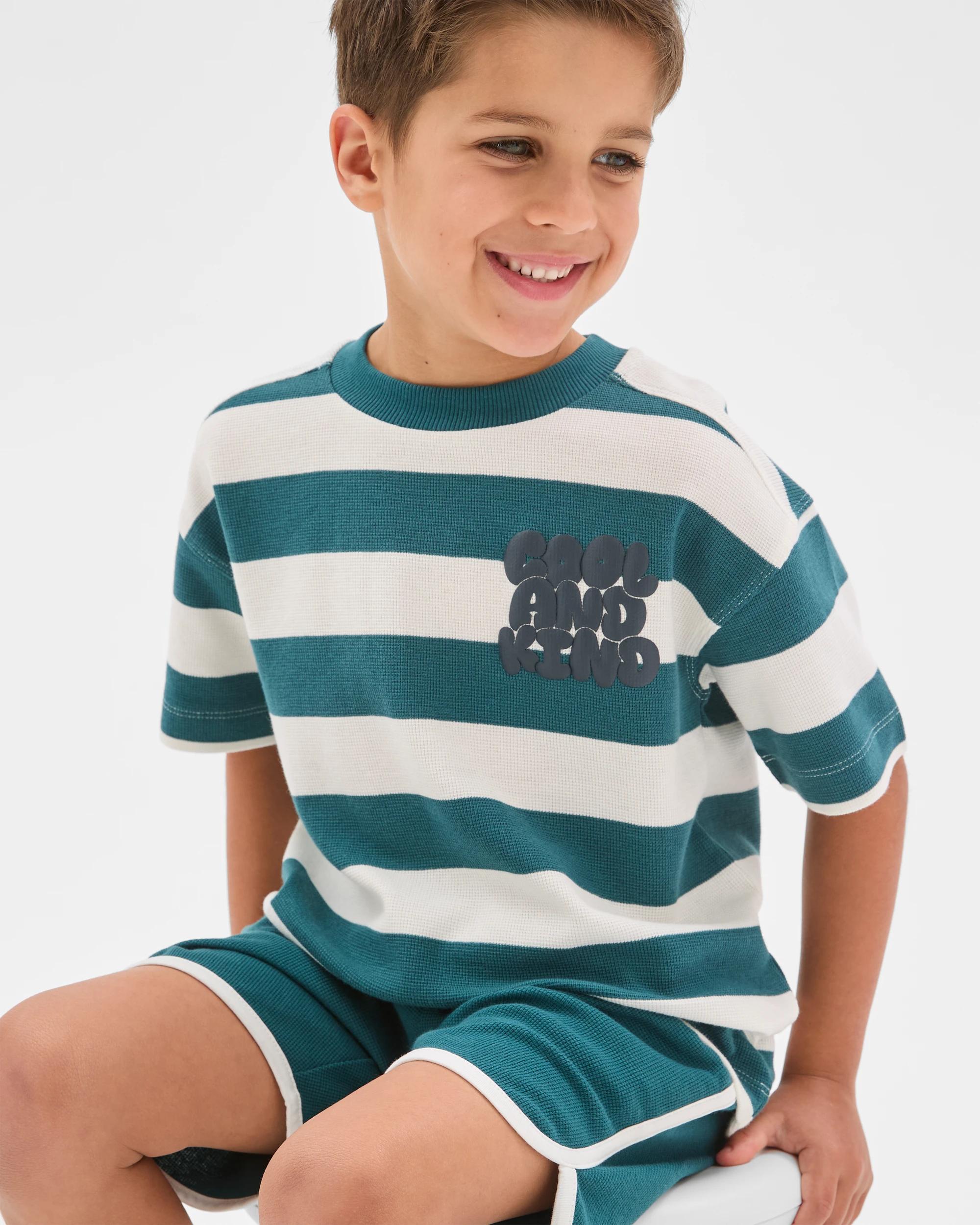 2 Target Kids Australian Cotton Textured T-Shirt and Shorts 2 Piece Set GREEN, 2 of 8