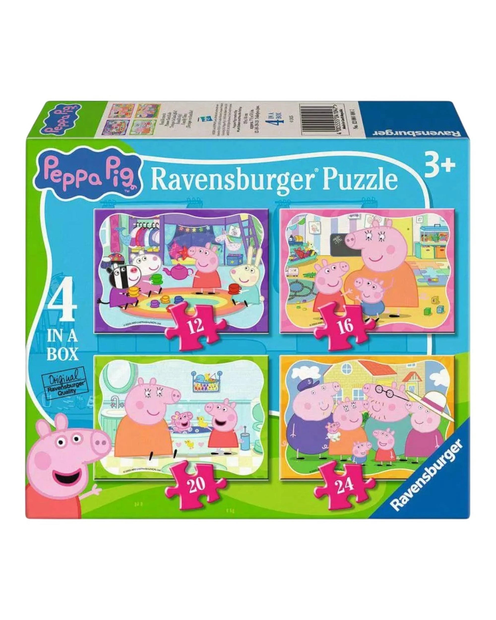 1 Ravensburger Peppa Pig Family Time 4 in a Box 12/16/20/24 Piece Jigsaw Puzzle 4 Pack, 1 of 4