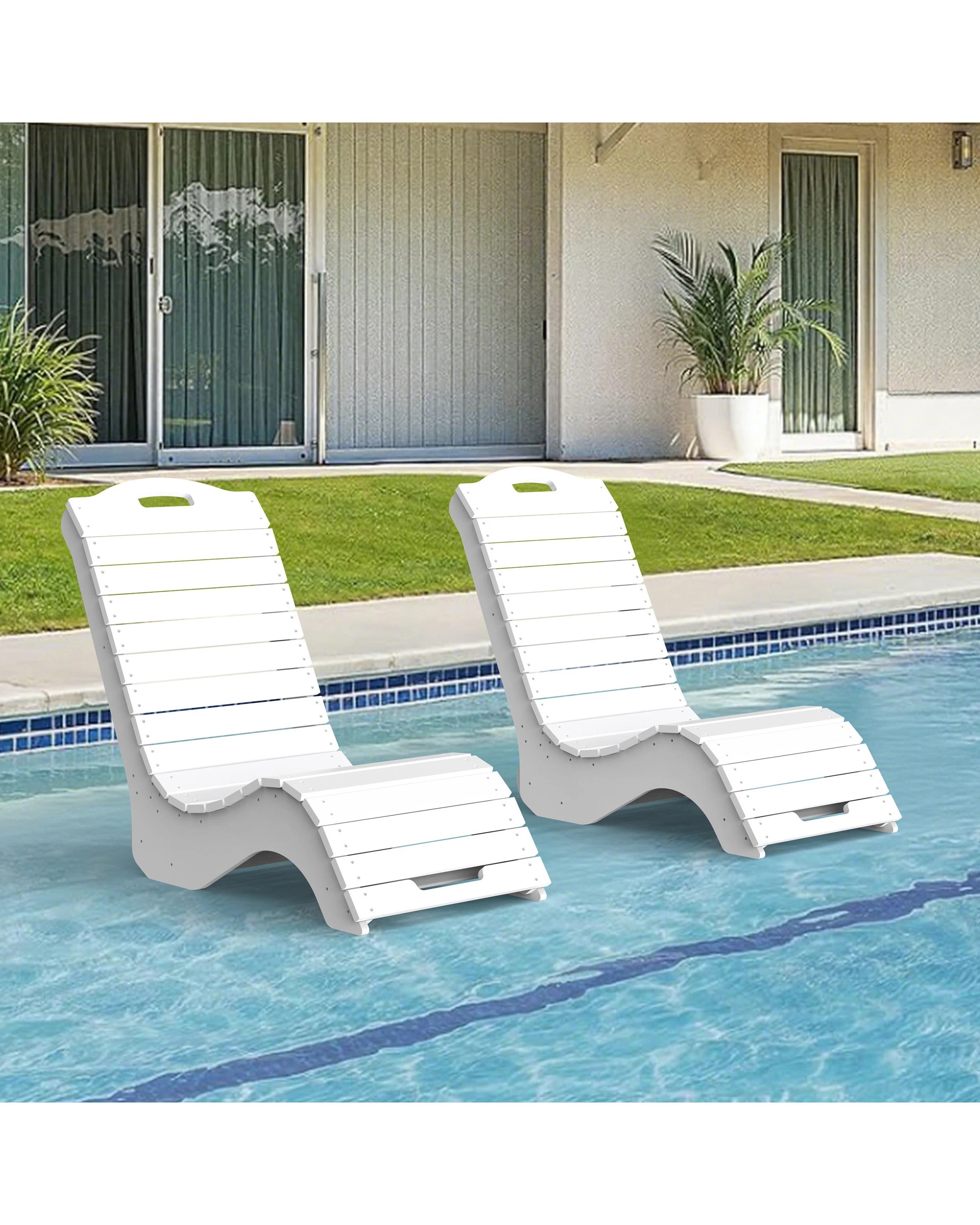 5 EHOMMATE Outdoor HDPE Adirondack Lounge Chair - White - White, 5 of 9