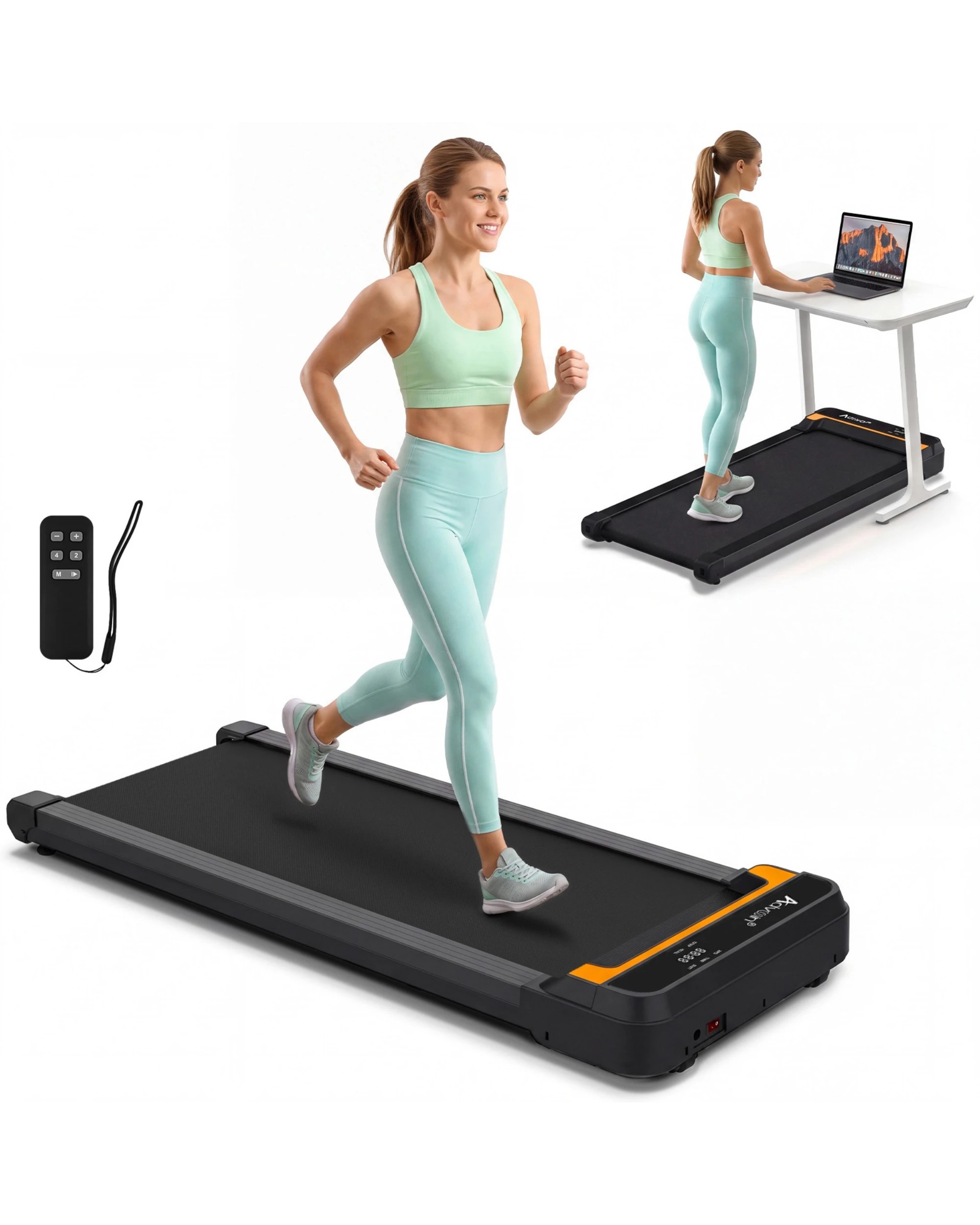 6 Advwin Walking Pad Treadmill with 1020mm Belt, Under Desk Treadmill for Home - Black, 6 of 6