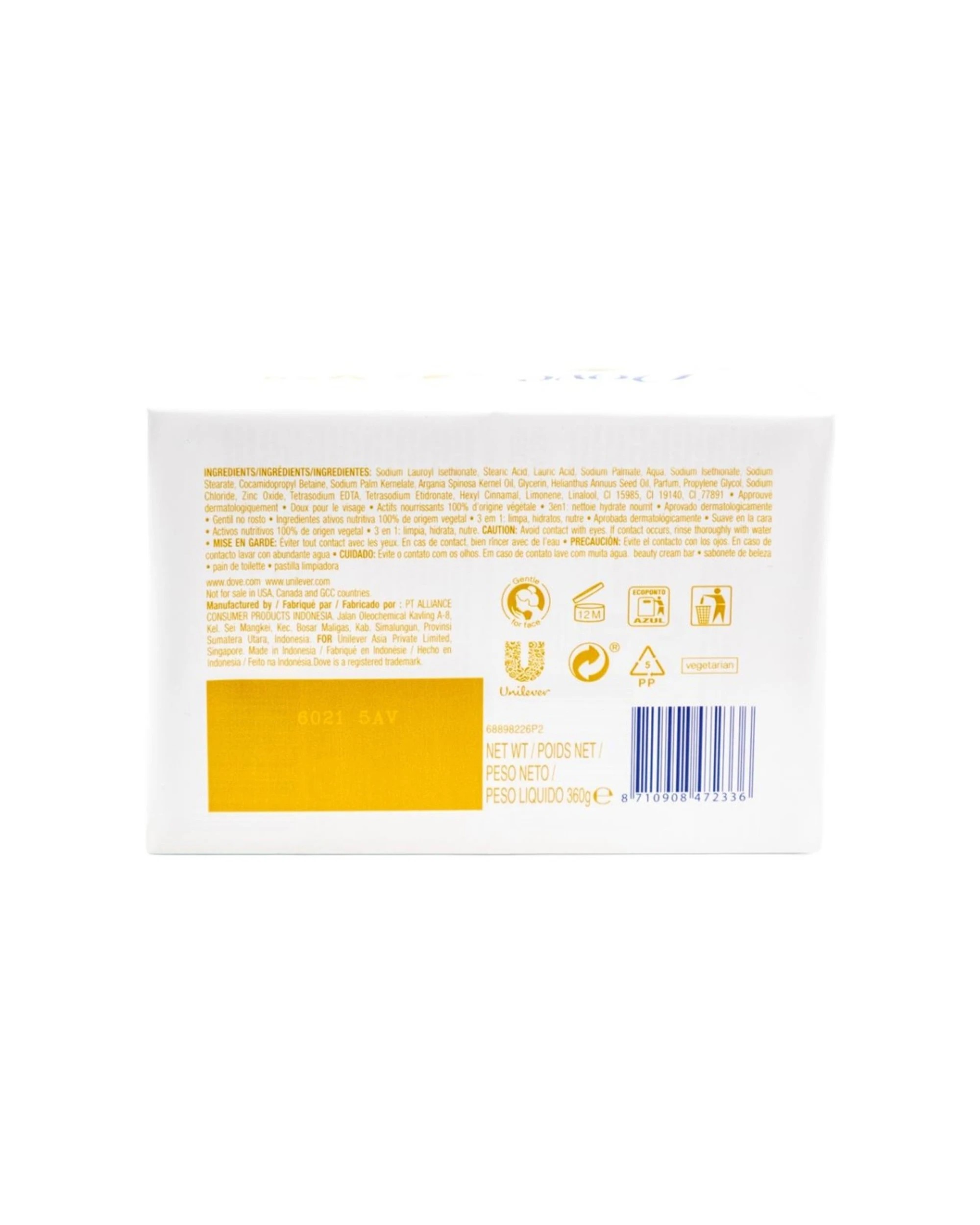 3 Dove 12x 4pc Dove Nourishing Beauty Bar Moroccan Argan Oil Nourishing Skincare 90g - Multi, 3 of 3