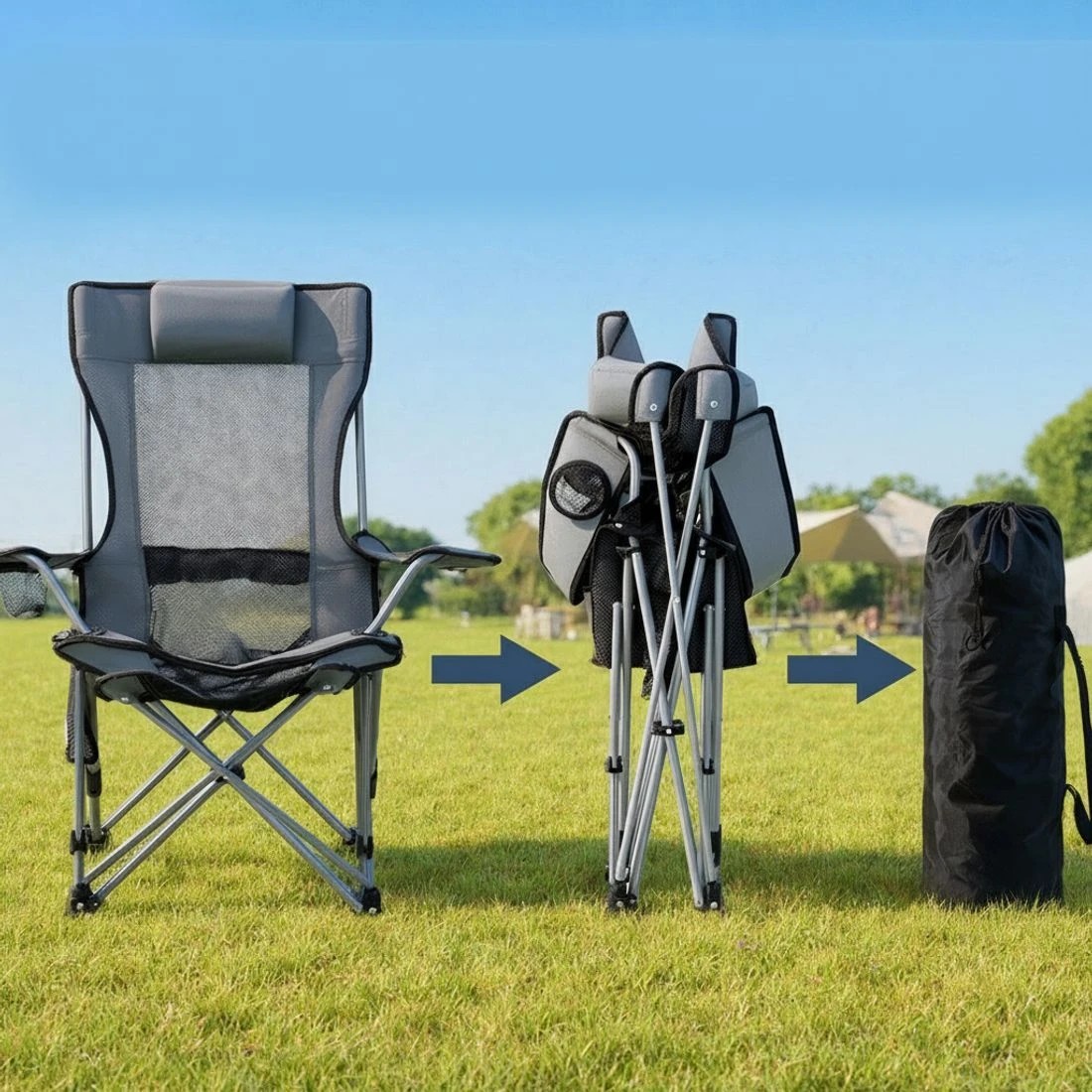 4 Weisshorn Camping Chair Adju Reclining Portable Outdoor Folding Chair - Grey, 4 of 7