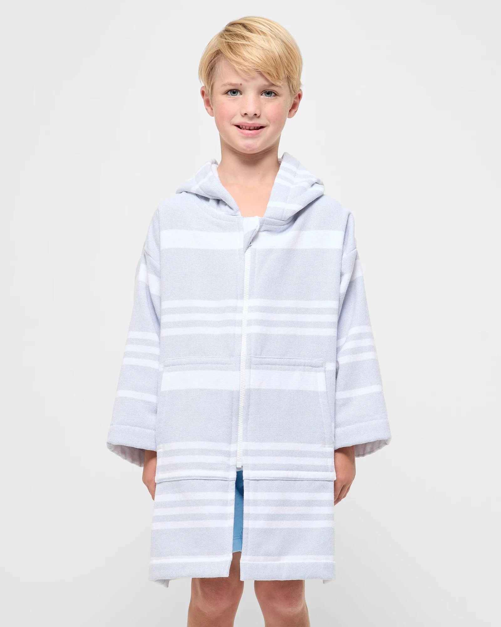 2 Target Henley Kids  Zip Thru Hooded Towel - Blue, 2 of 6