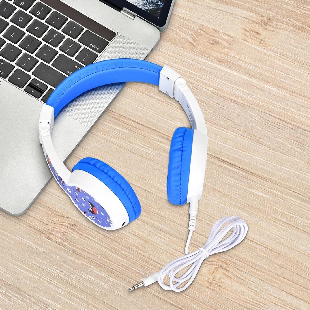 7 BONELK My-Style Kids Wired Headphones w Boom Mic White/Blue, 7 of 8
