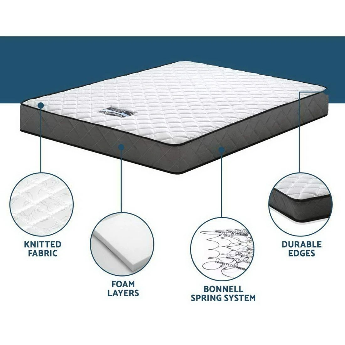 5 Giselle Bedding 16cm Mattress Tight Top King Single Comfort Support Breathable Pressure Relief Hypoallergenic - White, 5 of 8