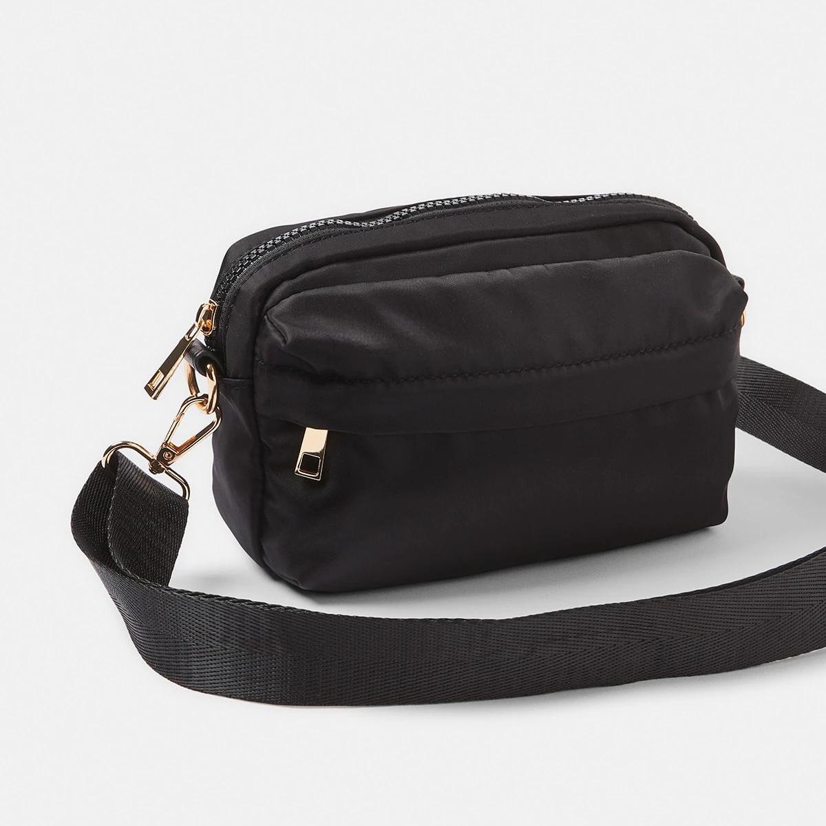 3 Double Pocket Crossbody Bag Black, 3 of 7
