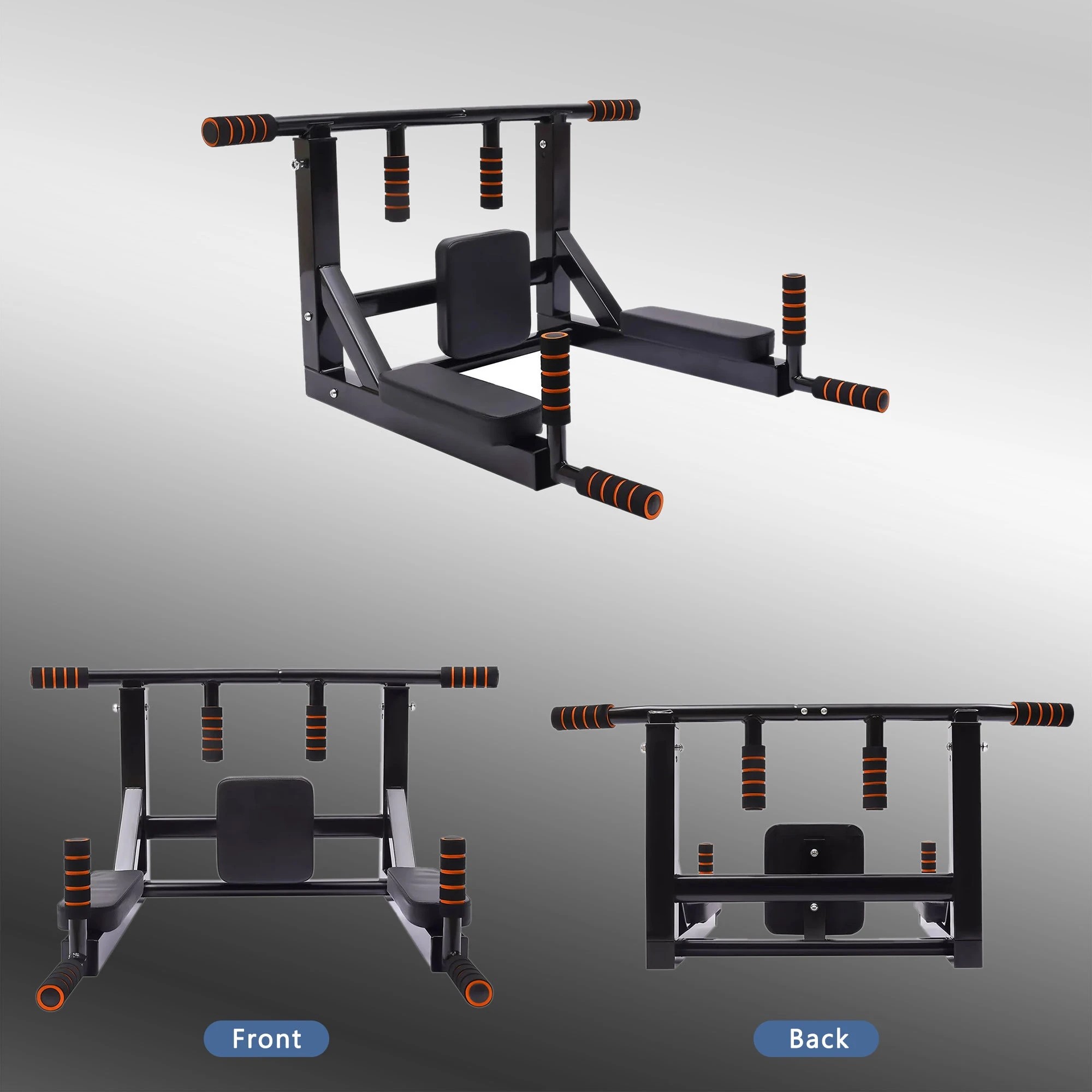 3 Fitness Master Heavy Duty 2 In 1 Chin Up Bar Multi Wall Mounted Adjustable Knee Raise Pull Up Chin Up Bar Dips Station, 3 of 10