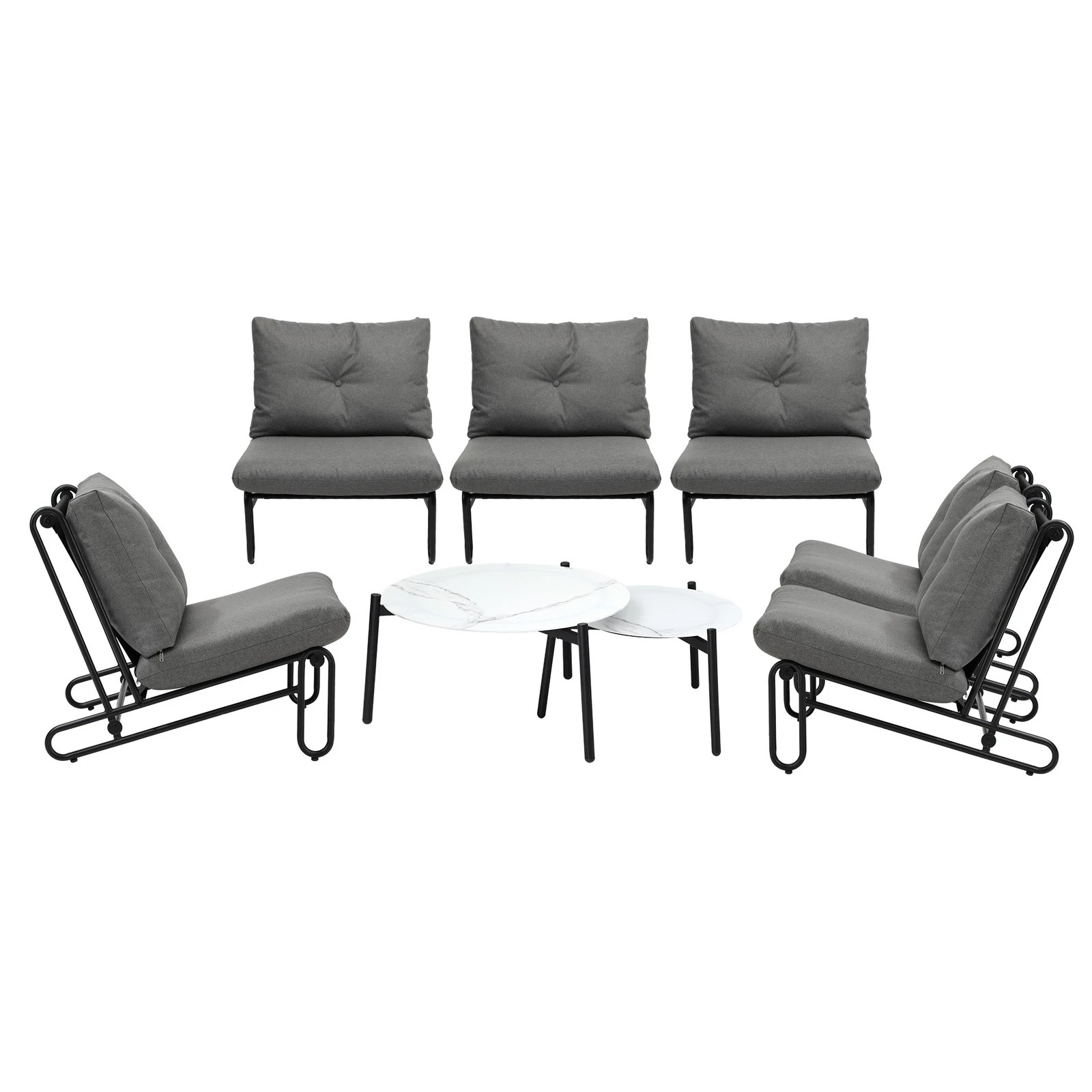 6 Livsip Outdoor Sofa Set 8 Piece Garden Patio Lounge Setting Table Chairs - Grey, 6 of 9