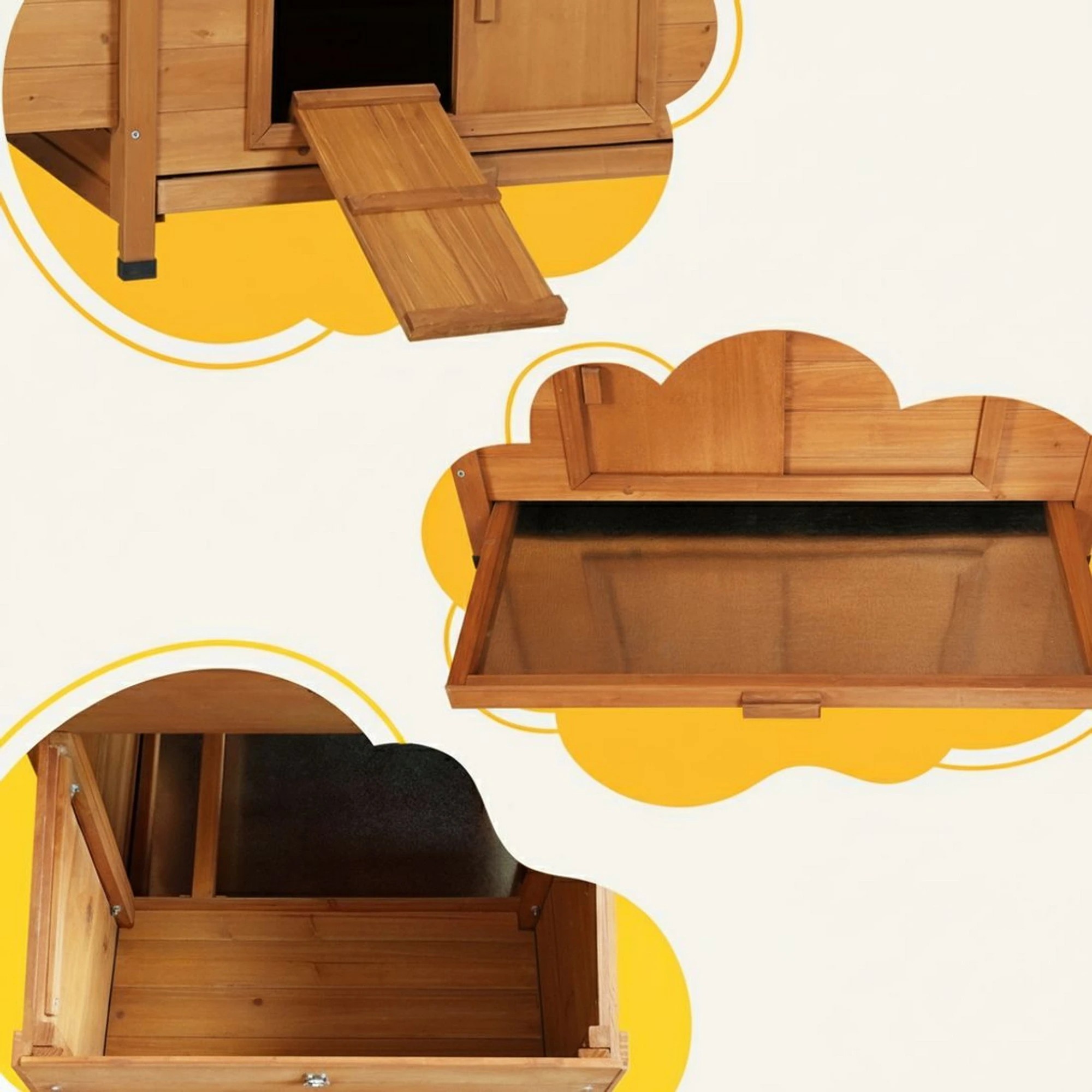 8 i.Pet Chicken Coop Rabbit Hutch Large House Run Cage Wooden Outdoor Pet - Brown, 8 of 8