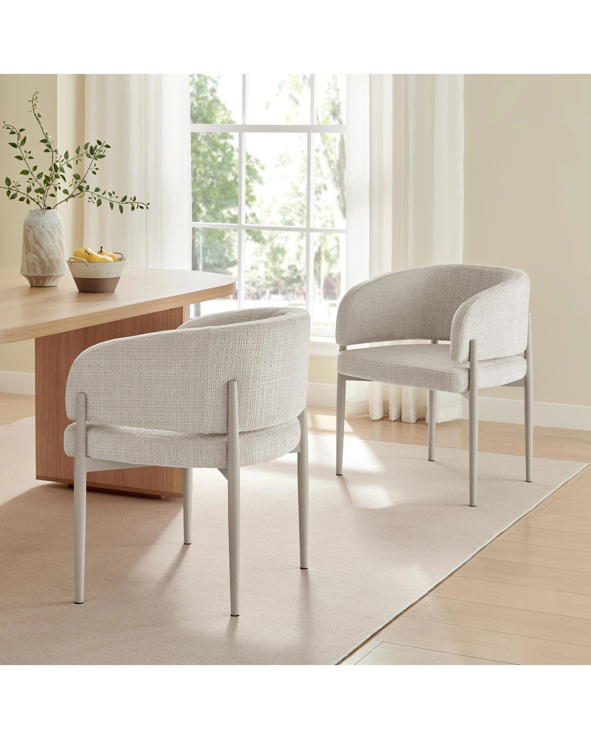 2 Kodu Dining Chairs Pair (Set of Two) Cream and Grey, 2 of 10