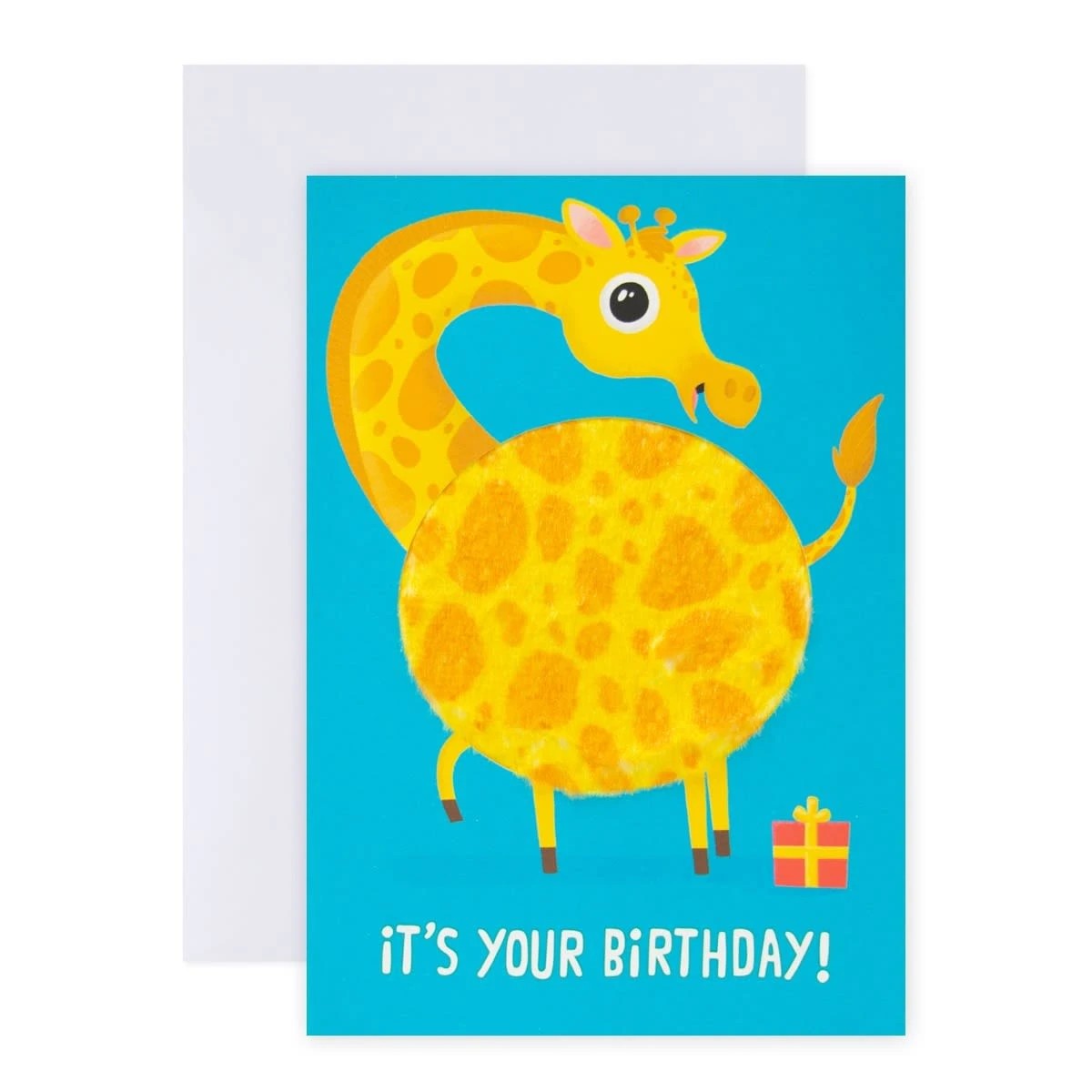 1 Hallmark Fuzzy Belly Giraffe Birthday Card - Stretch Out The Fun, 1 of 3