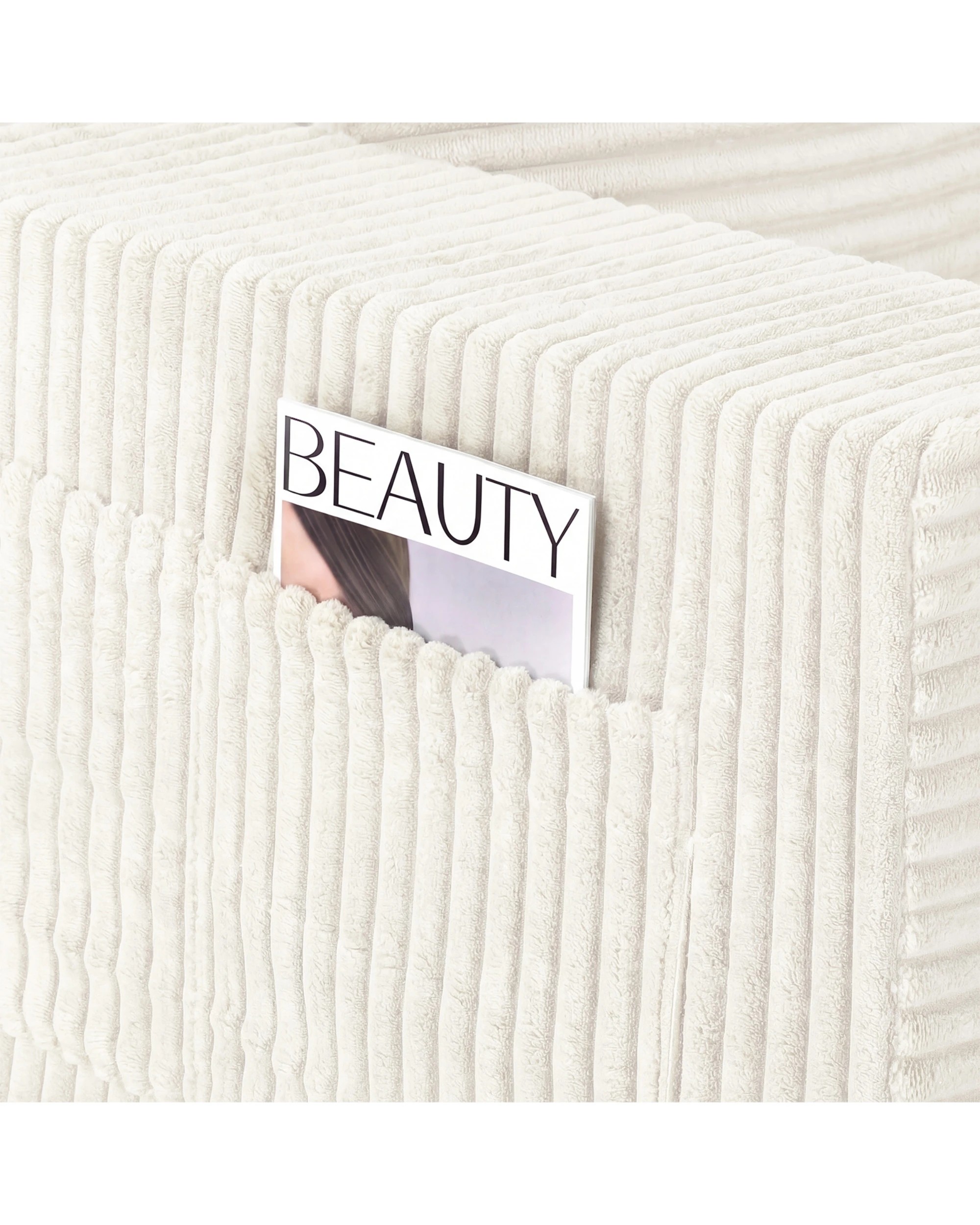 5 Advwin 277cm L Shape Convertible Modular Sectional Couch - Beige, 5 of 7