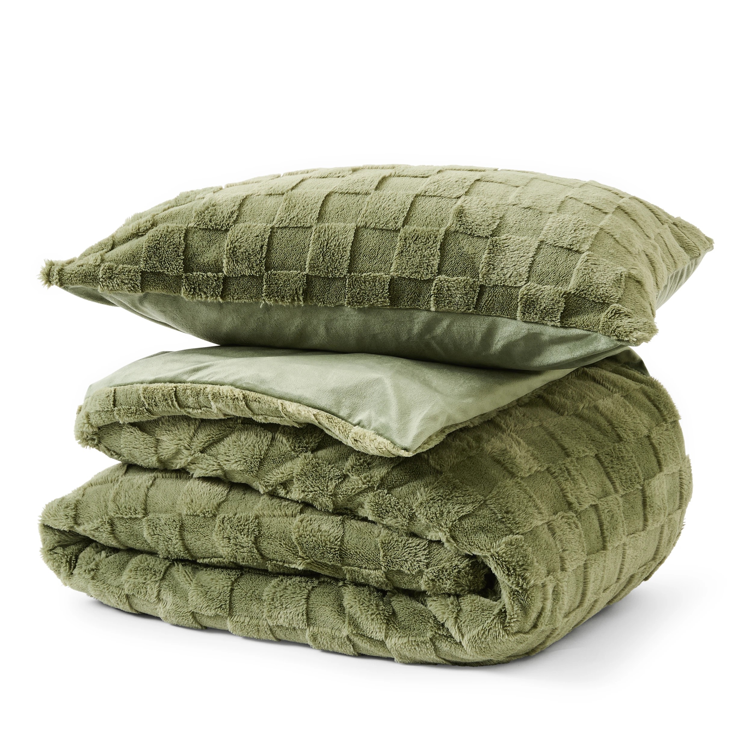 4 Check Quilt Cover Set - Single Bed, Green, 4 of 6