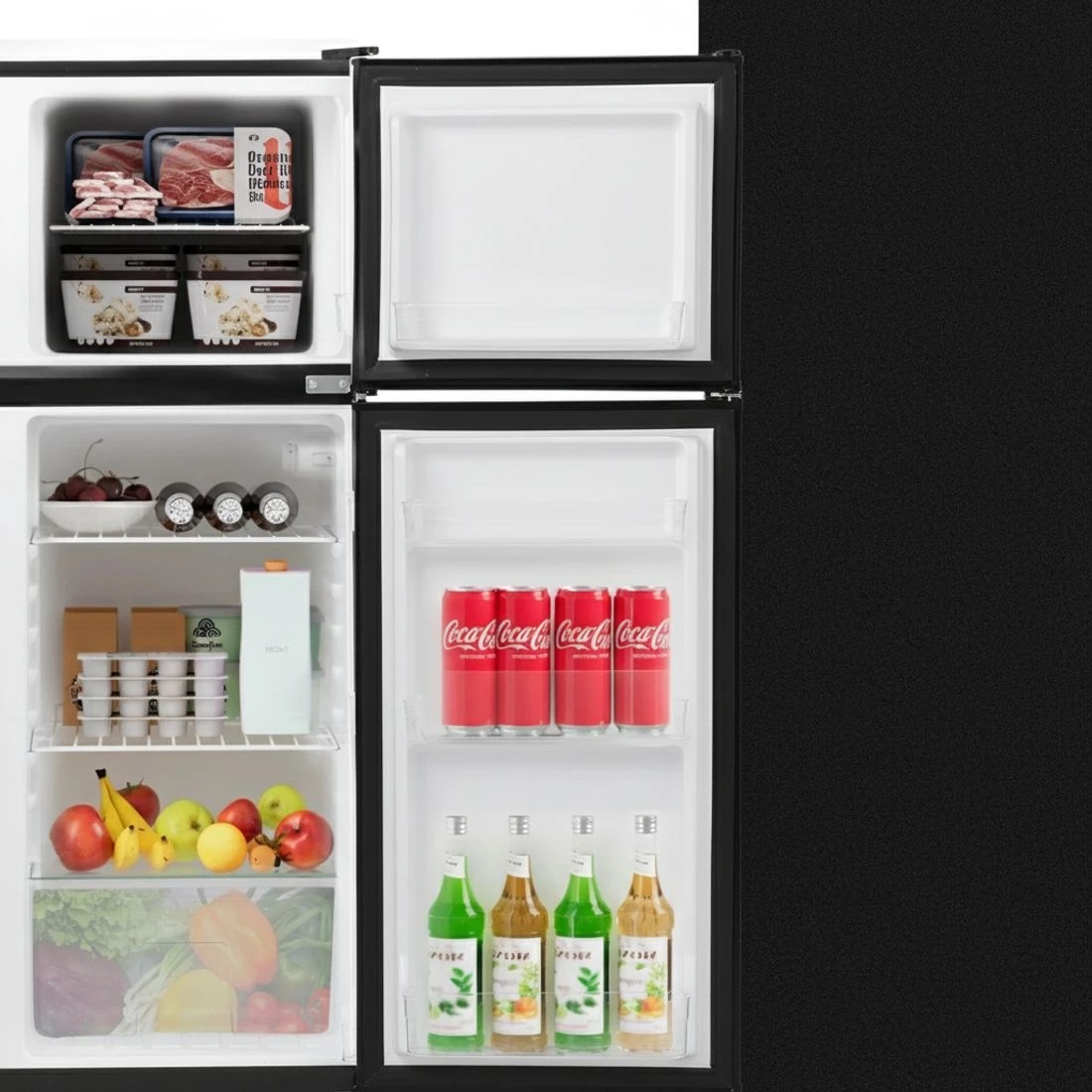 3 Devanti 122L Two Door Bar Fridge Mini Fridge with Freezer - Black, 3 of 5