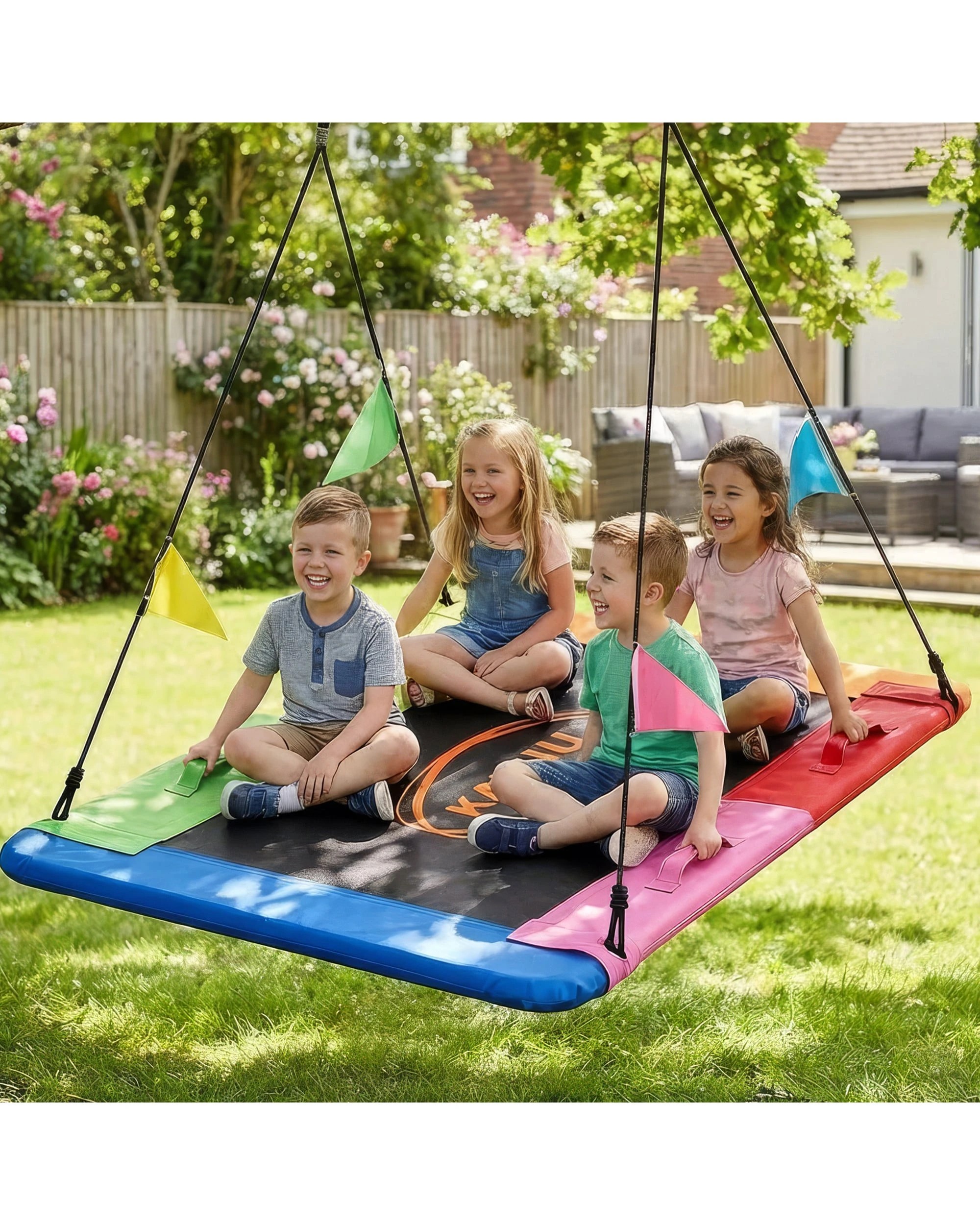 2 Kahuna 60 Inch Rectangular Tree Swing with Foam Padded Tubes and Accessory Kit - Multi, 2 of 7