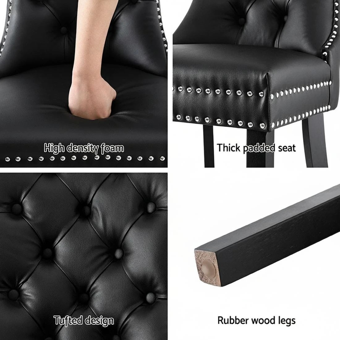 5 1 Set of 4 Artiss Dining Chairs  Leather - Black, 5 of 5