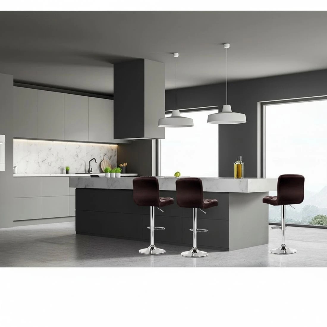 6 Artiss 4x Bar Stools Leather Gas Lift - Brown, 6 of 6