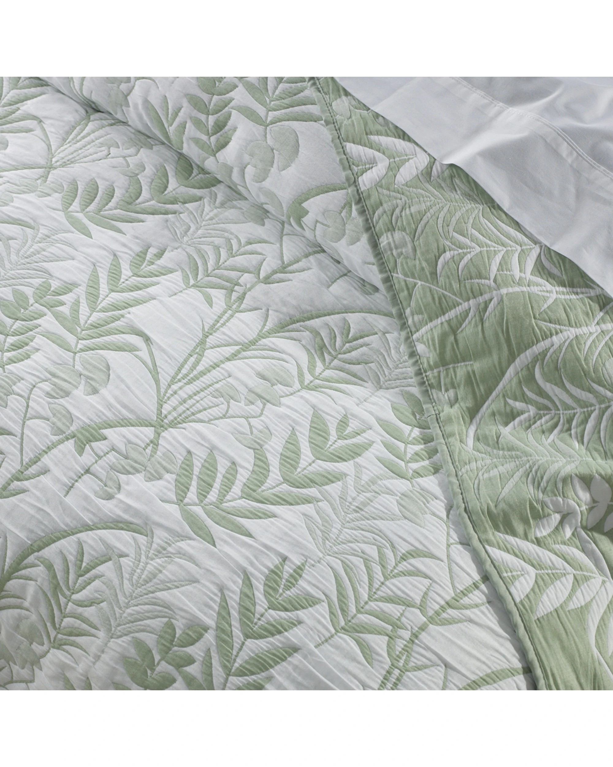 2 Bianca Eden Queen Polyester Cotton Bedspread And Pillowcase Set Jacquard - Green, 2 of 3