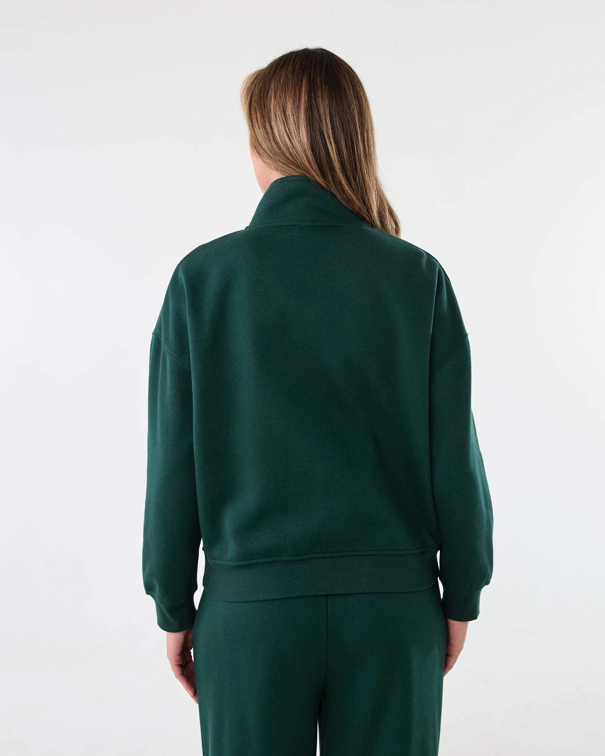 3 Quarter Zip Seam Front Sweatshirt Grn Leaf, 3 of 6