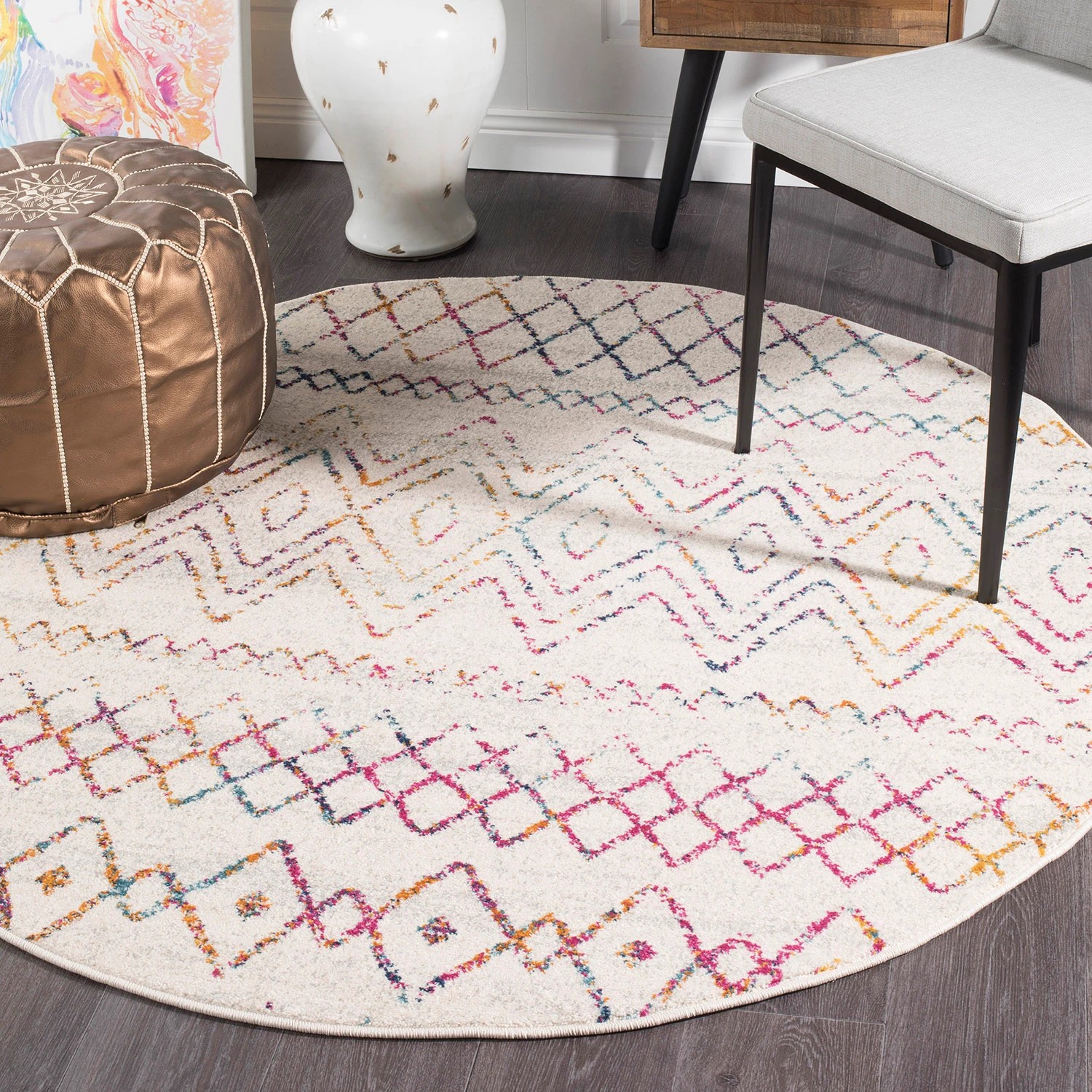 5 Common Ground Rugs Bluebay 453 240x240cm - Large Round Power Loomed Pet Friendly Rug - Natural, 5 of 5