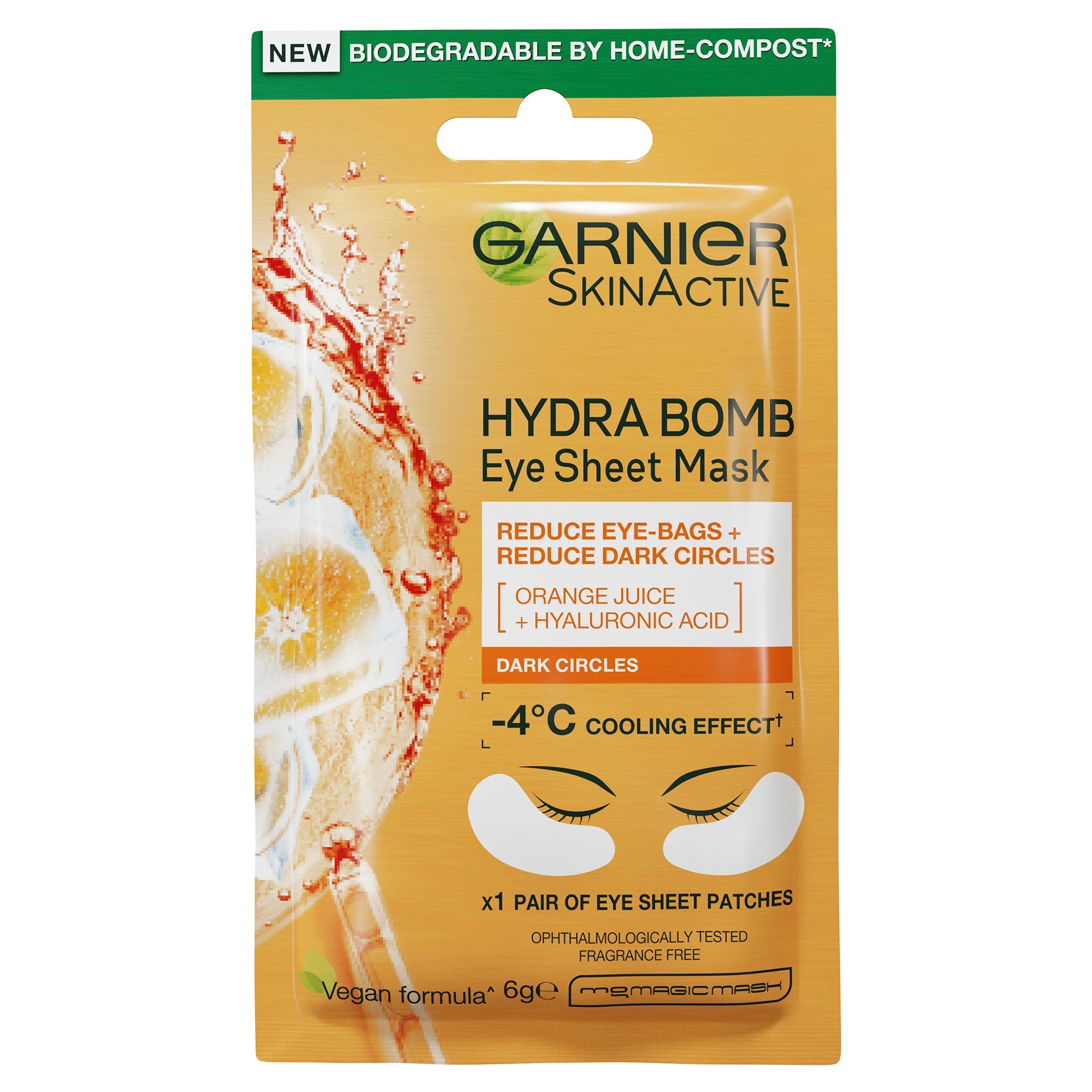 1 Garnier SkinActive Hydra Bomb Eye Sheet Mask 6g - Orange Juice & Hyaluronic Acid, 1 of 6