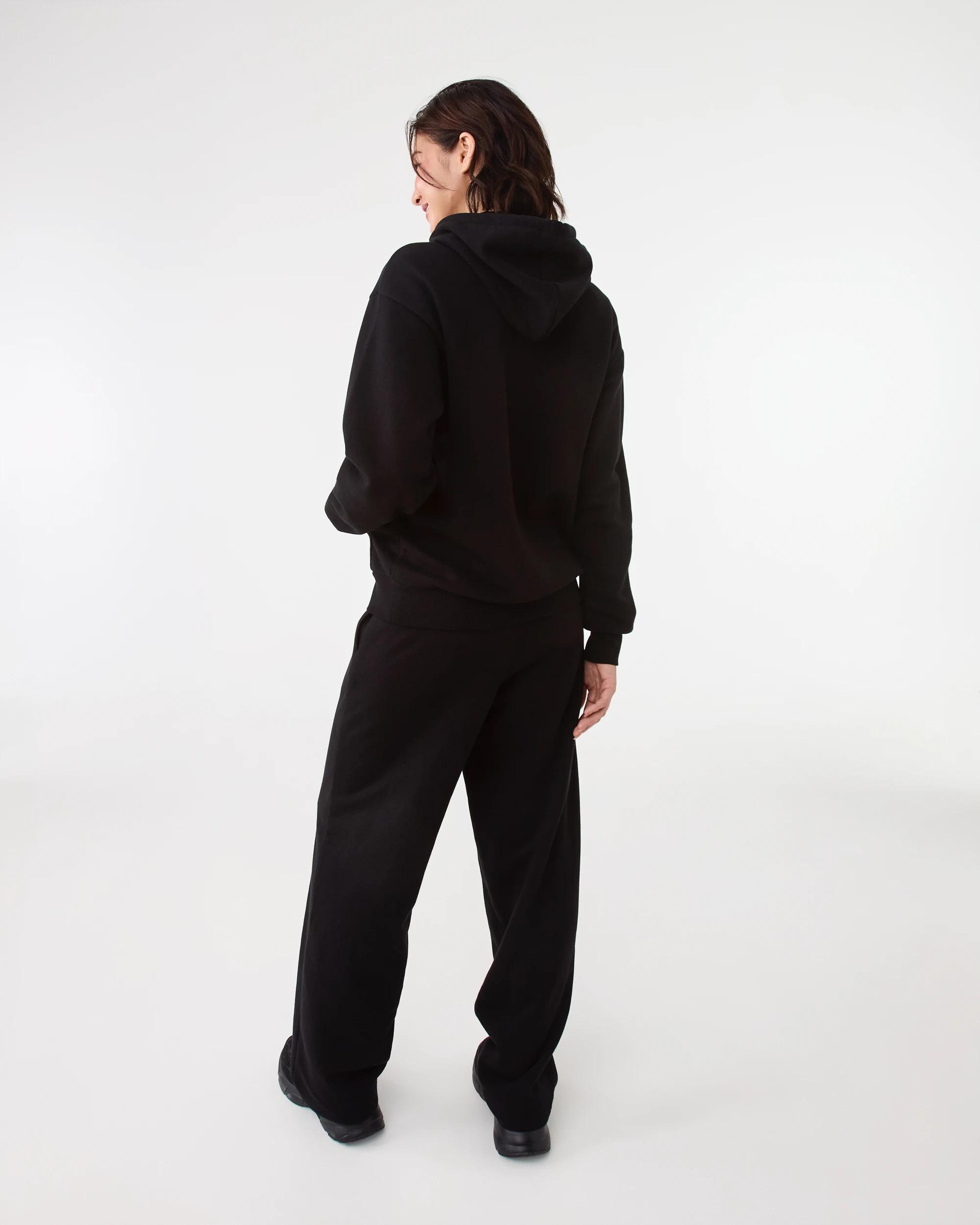 4 Active Womens Barrel Leg Fleece Trackpants Black, 4 of 6