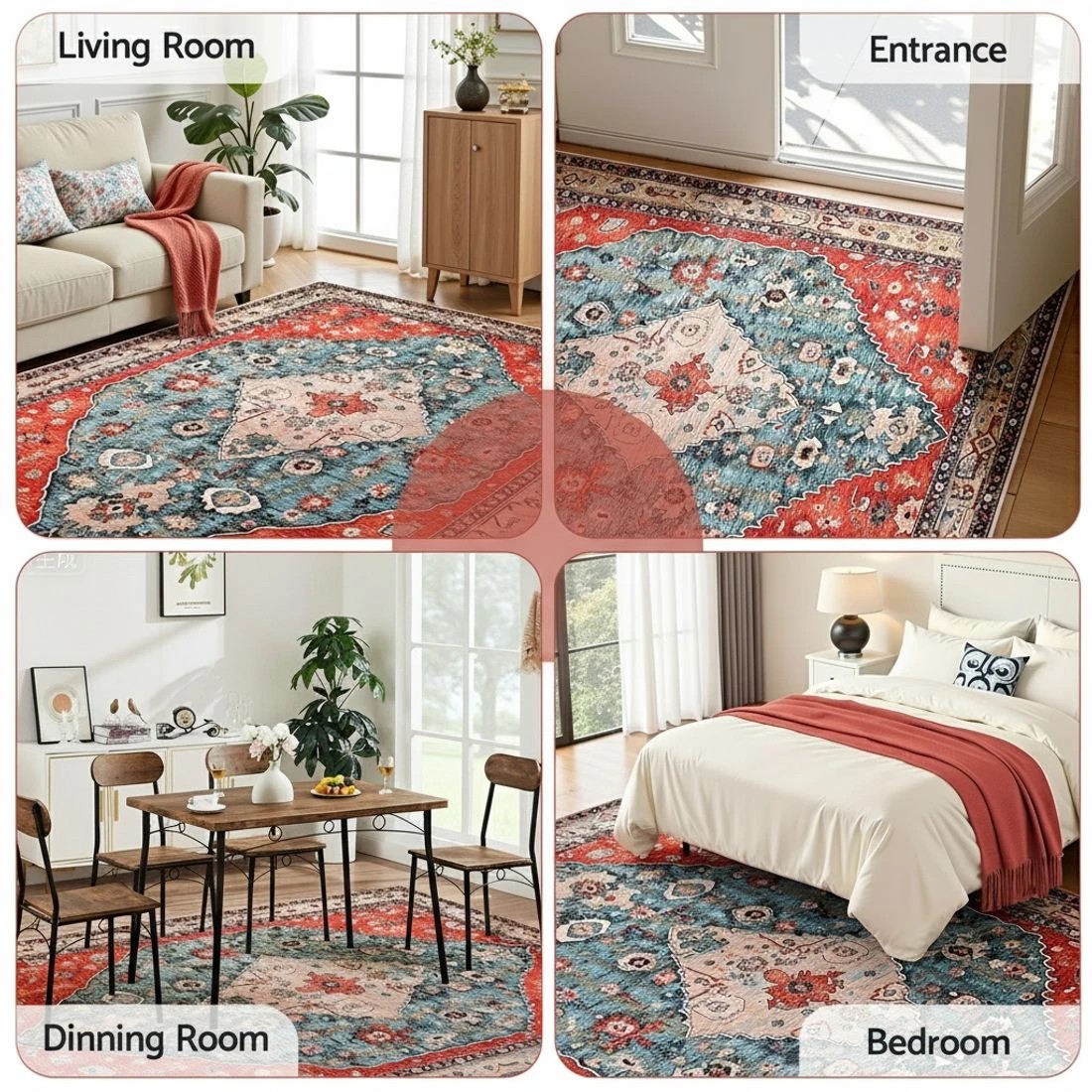 8 Artiss Floor Rug 200X290cm Large Washable Area Rug Modern Living Room Carpet - Red, 8 of 9