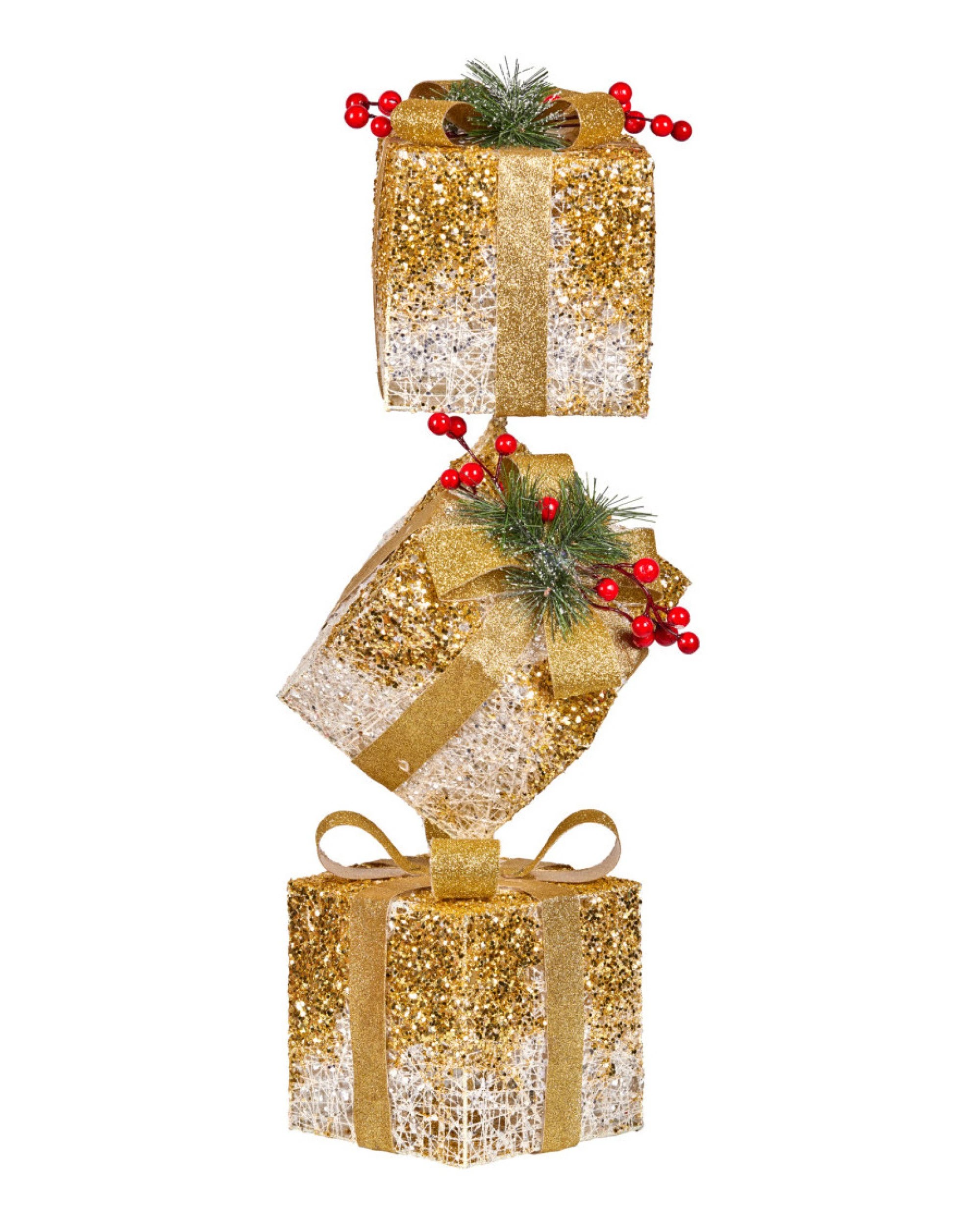 2 Christabelle 63cm Stack of Presents LED Christmas Display - Gold - Gold, 2 of 3