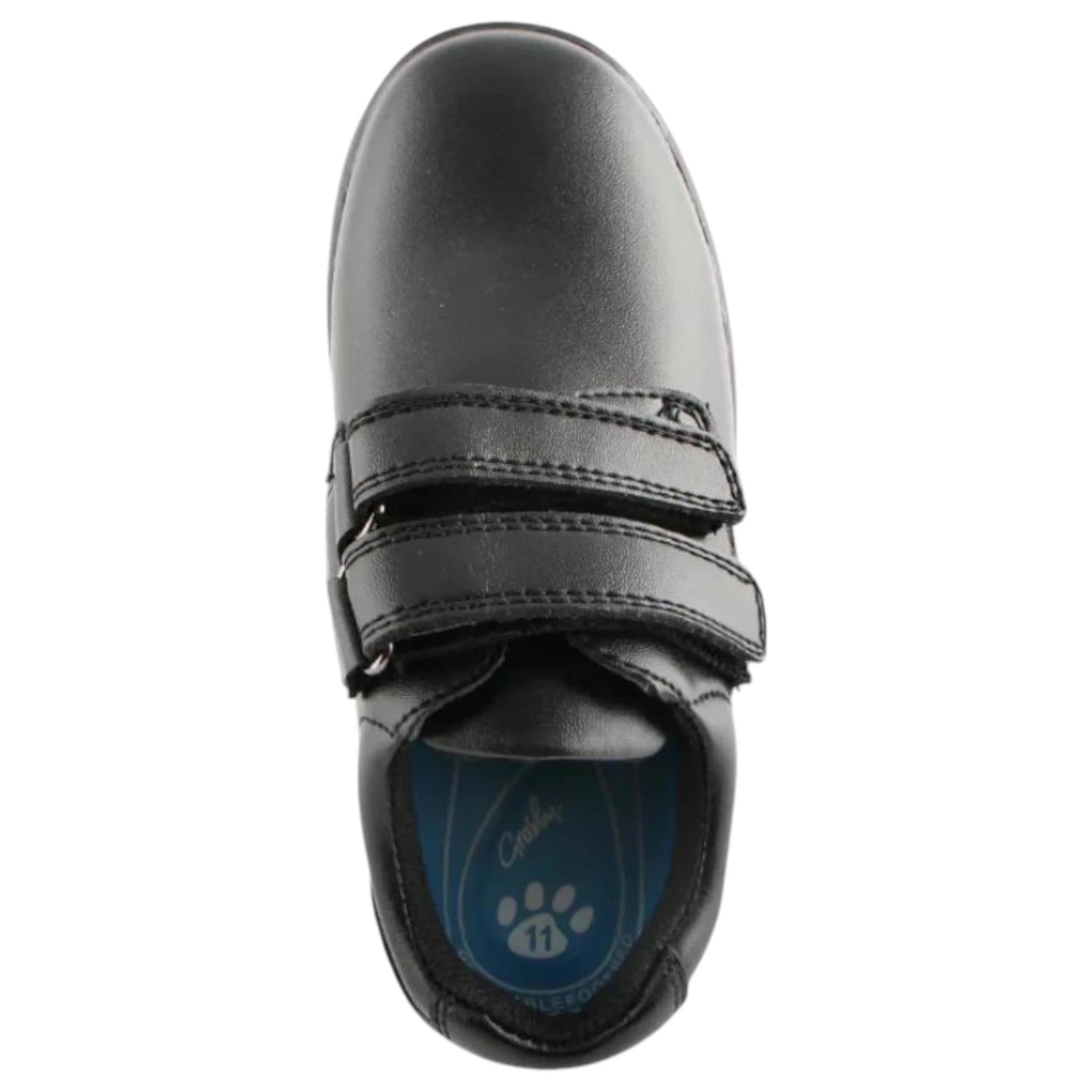 3 Grosby Kids Evan 2 Black Double Strap School Shoes BLACK, 3 of 4