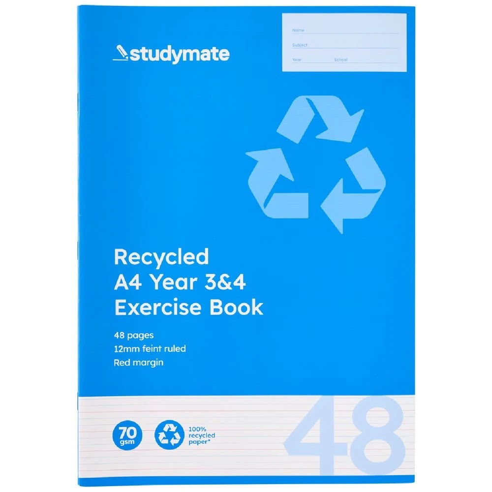 3 Studymate A4 12mm Exercise Book Year 3/4 QLD 48 Page Recycled, 3 of 3