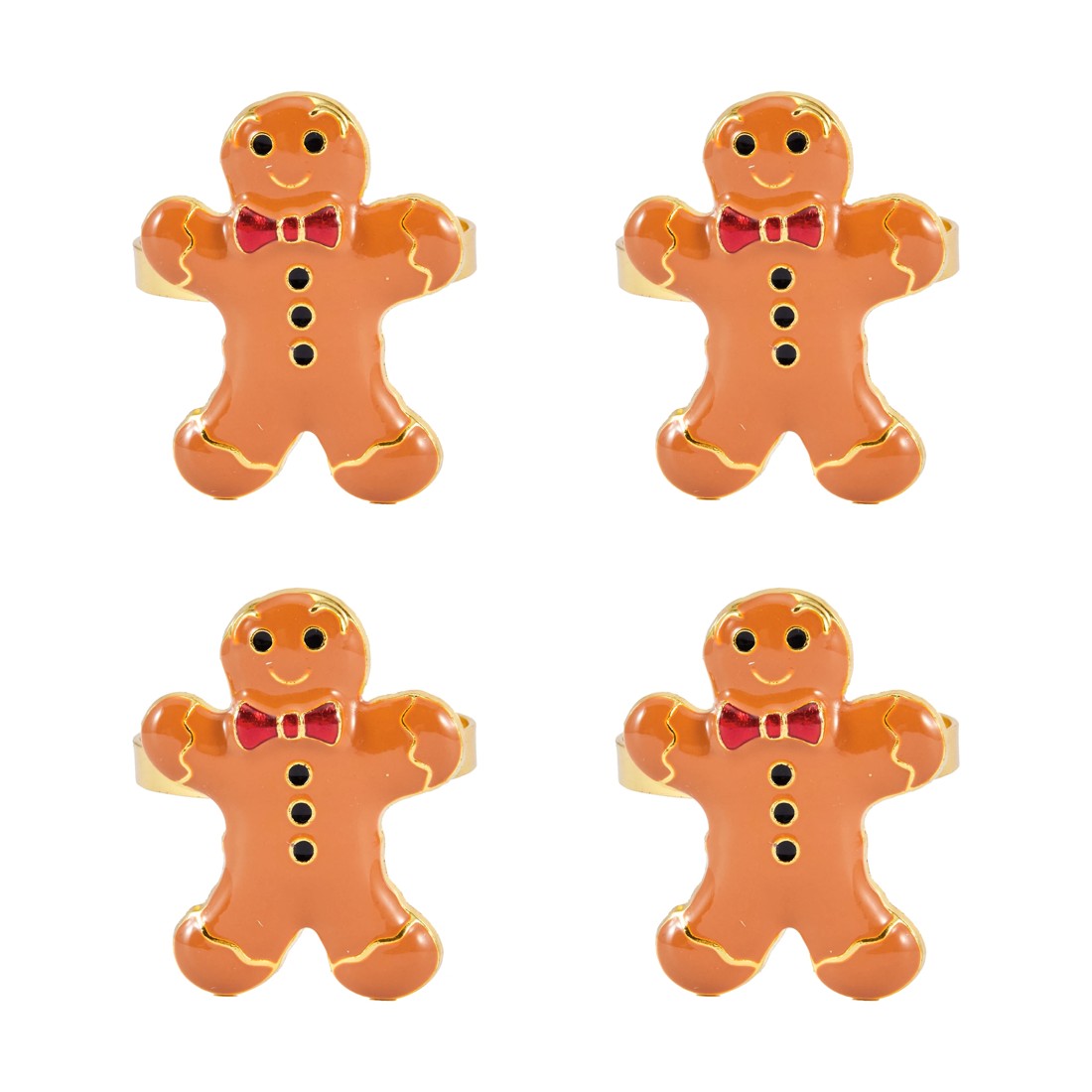 1 4 Pack Gingerbread Man Napkin Rings, 1 of 4