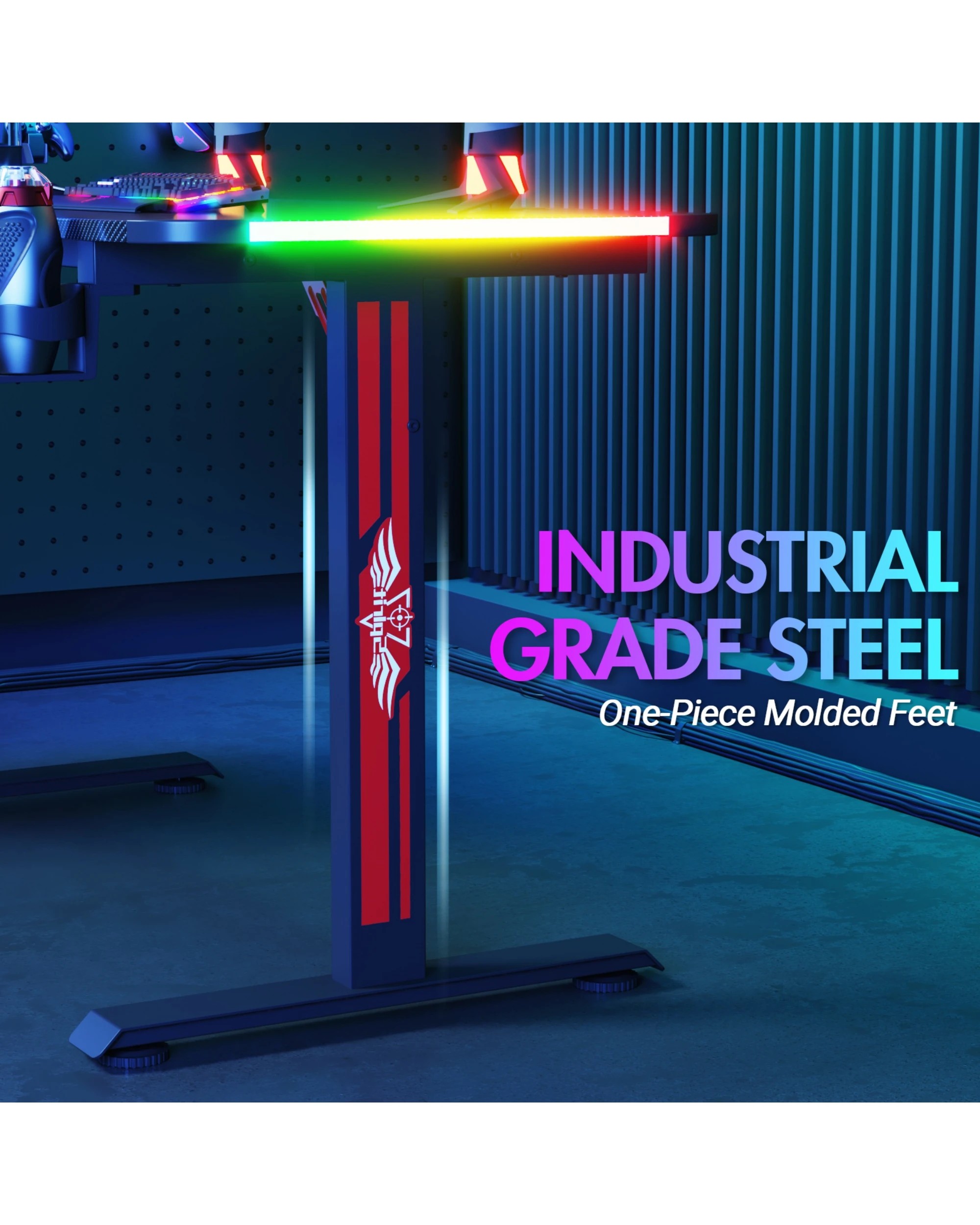 5 Advwin 160cm L Shaped Gaming Desk Rgb Led Light Computer Desk, 5 of 6