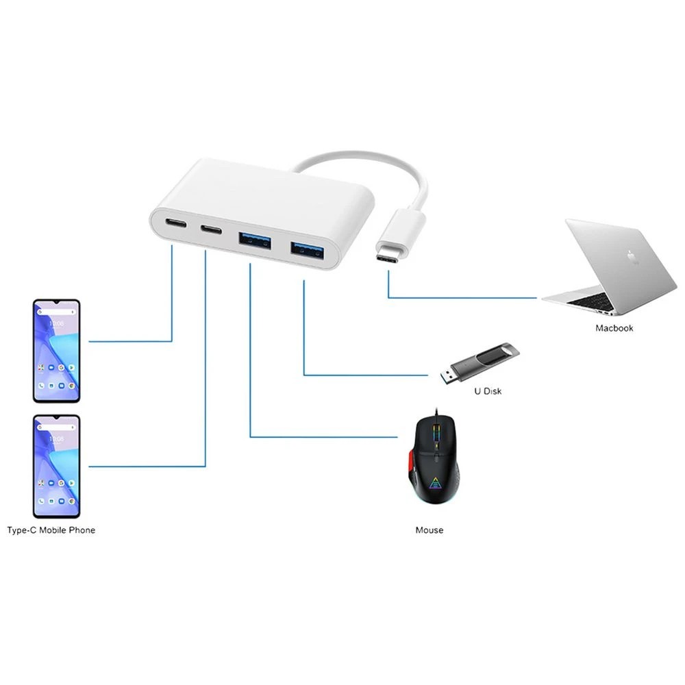 3 J.Burrows USB-C to USB 3.0 4-Port Hub White, 3 of 3