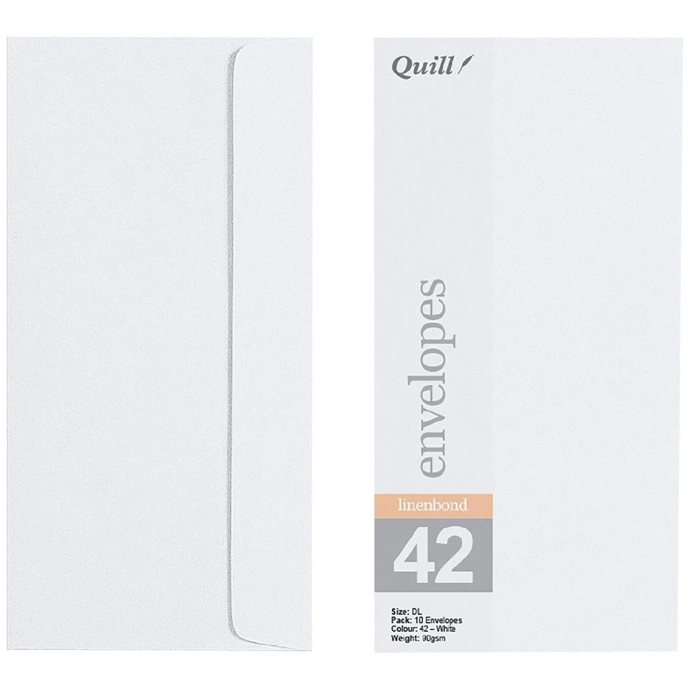 1 Quill DL Linen Bond Envelopes White 10 Pack, 1 of 3