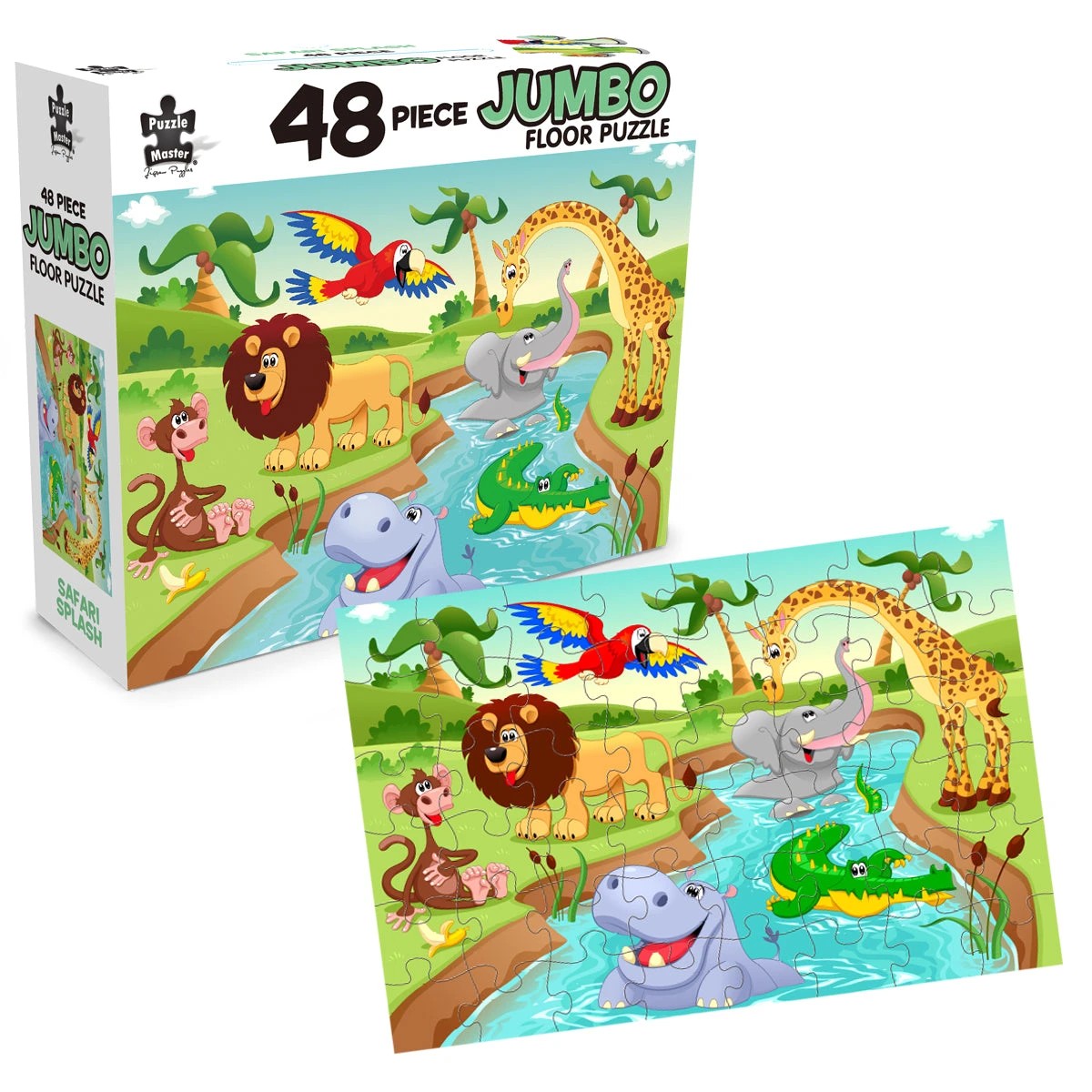 2 Puzzle Master 48 Piece Jumbo Floor Puzzle Safari Splash, 2 of 5