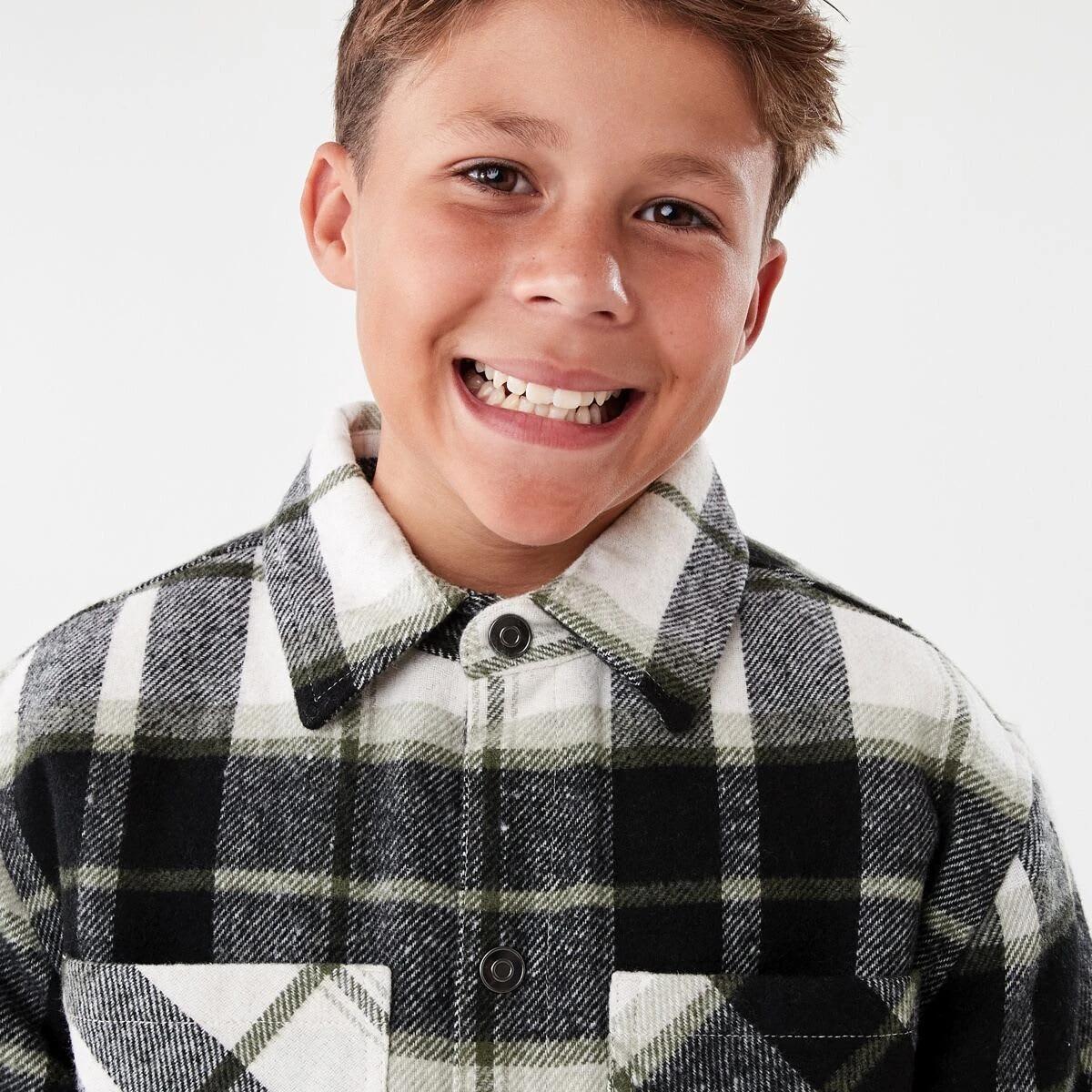 4 Sherpa Lined Plaid Jacket Grn Check, 4 of 10