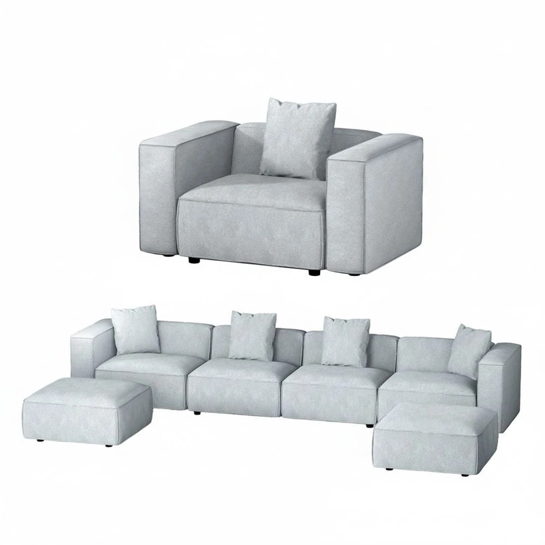 6 Artiss Modular Sofa Chaise Set 1 - Grey, 6 of 6