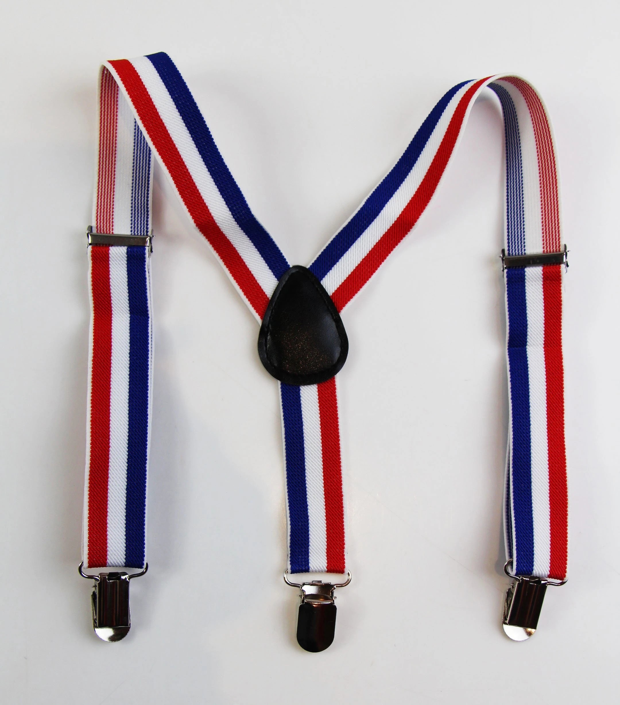 2 Zasel Boys Adjustable Blue, White & Red Striped Patterned Suspenders - Multi - Multi, 2 of 4